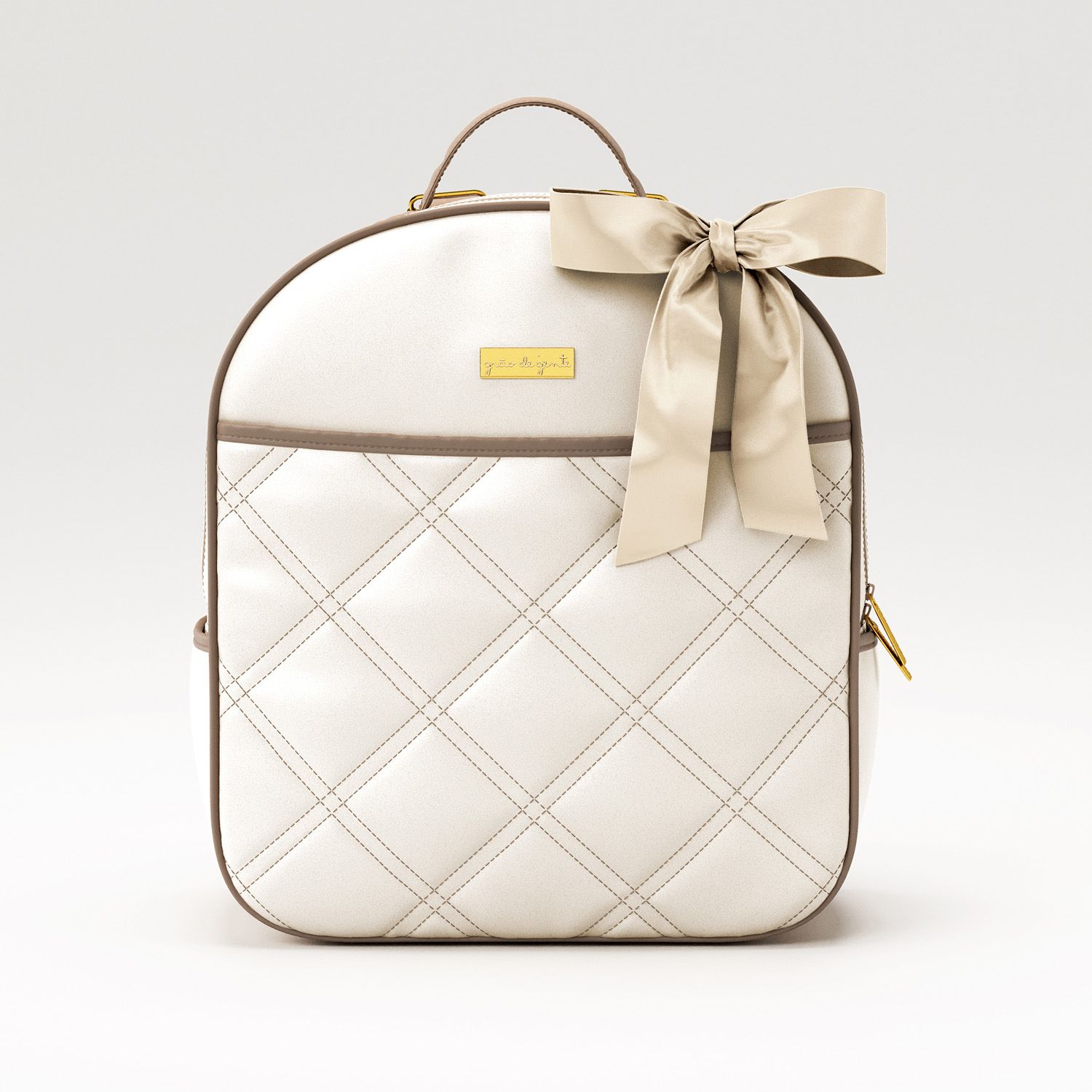 Mochila Maternidade Azul Marinho e Bege Luxo 36cm