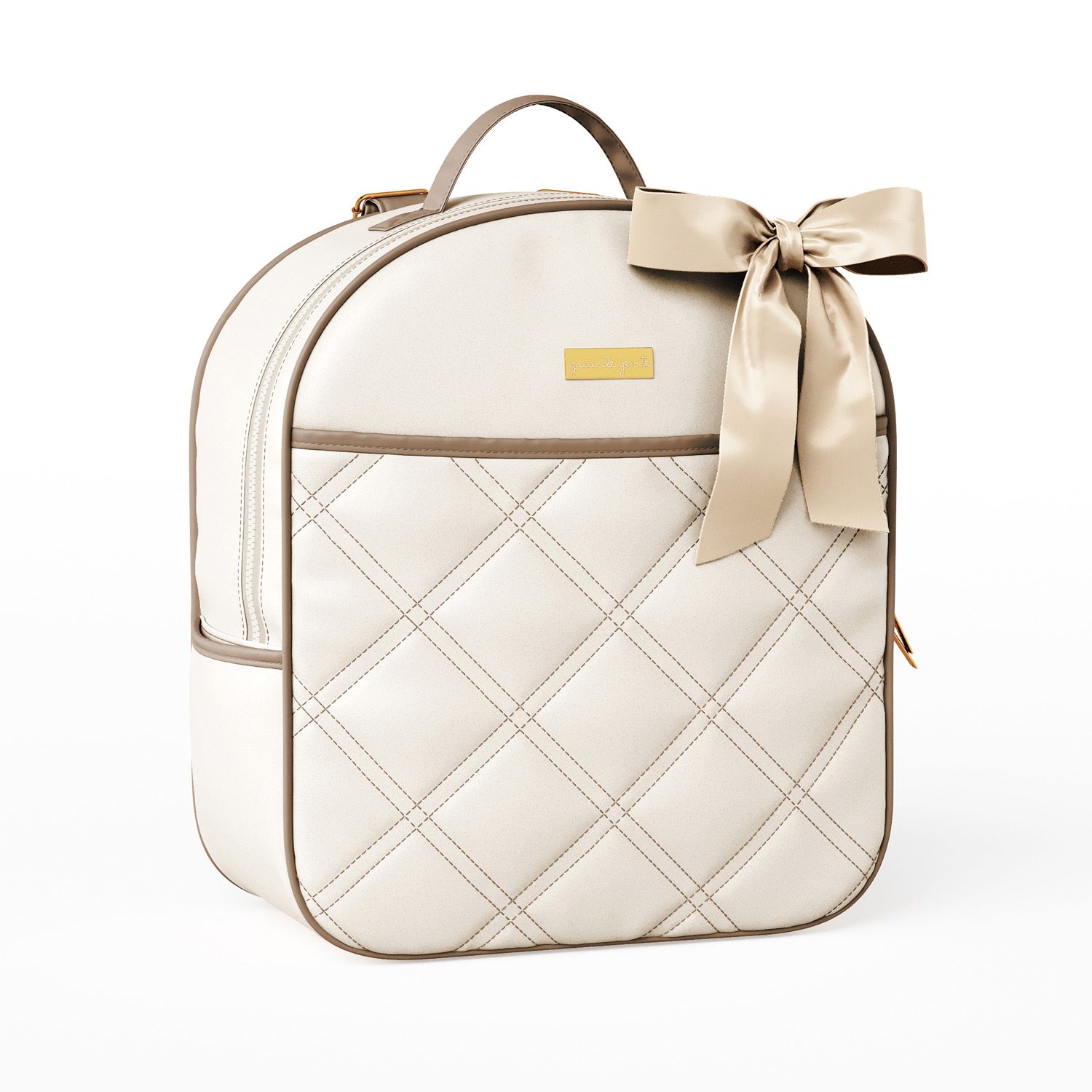 Mochila Maternidade Azul Marinho e Bege Luxo 36cm