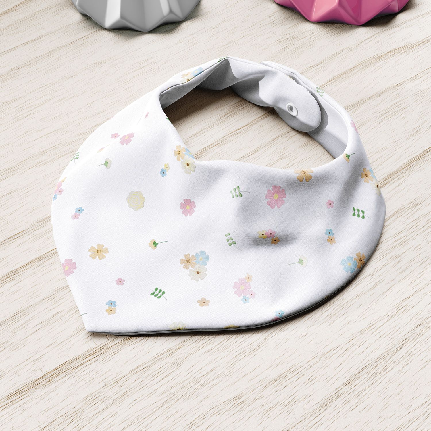 Babador Bandana Floral Rosa