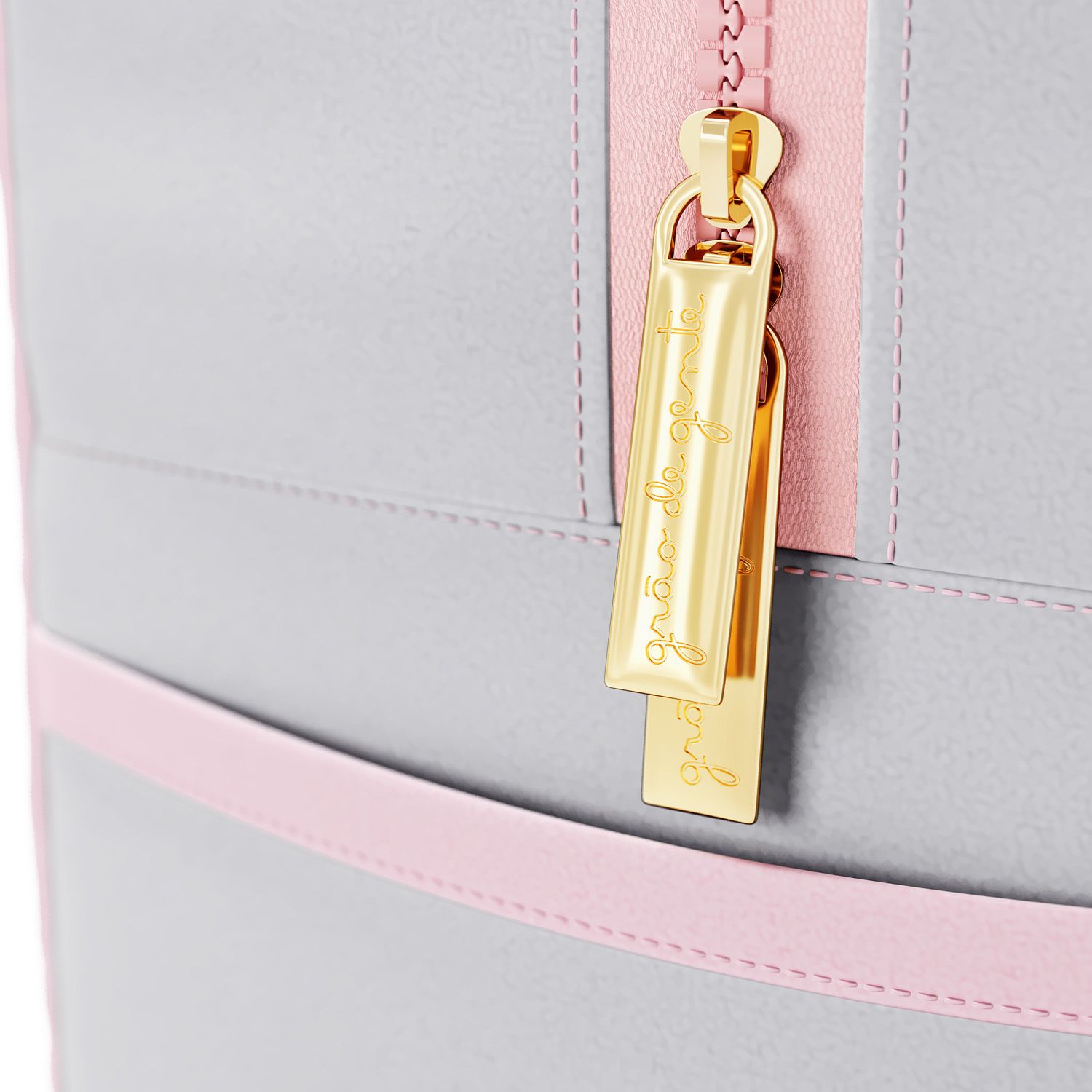 Mochila Maternidade Coração Rosa e Cinza 36cm