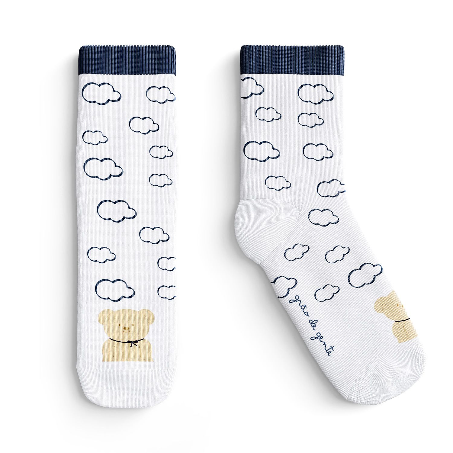 Meia Bebê Ursinho Azul Marinho