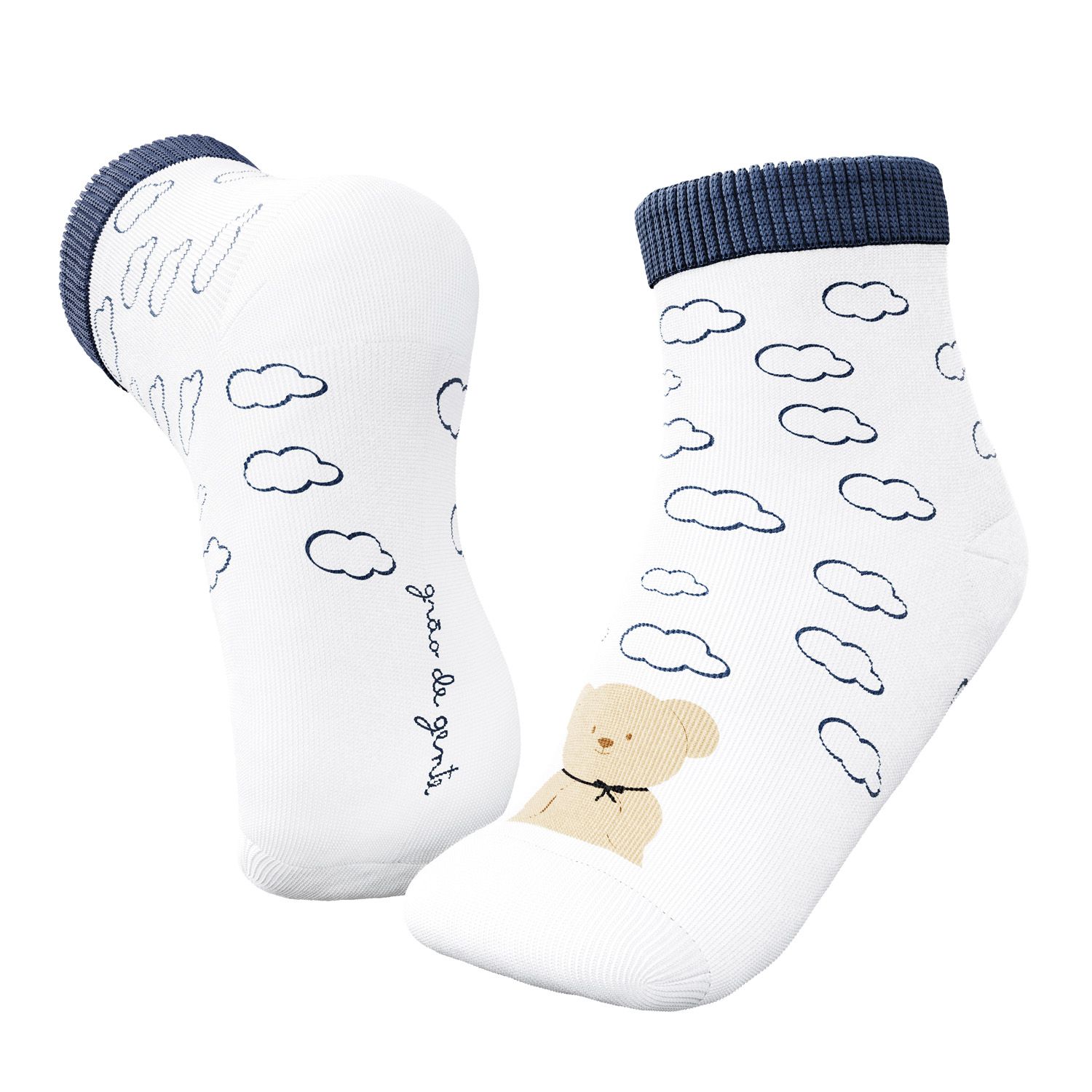 Meia Bebê Ursinho Azul Marinho