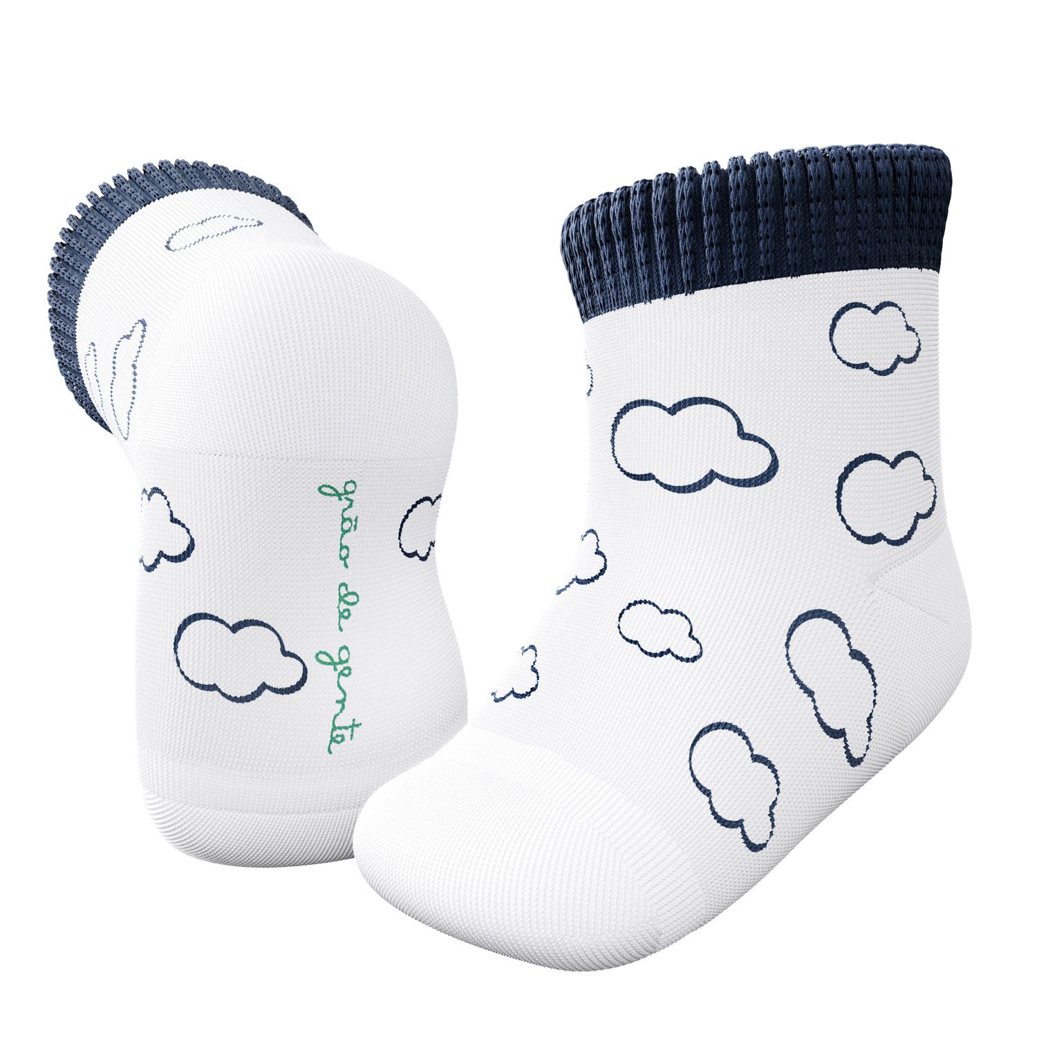Meia Bebê Nuvens Azul Marinho