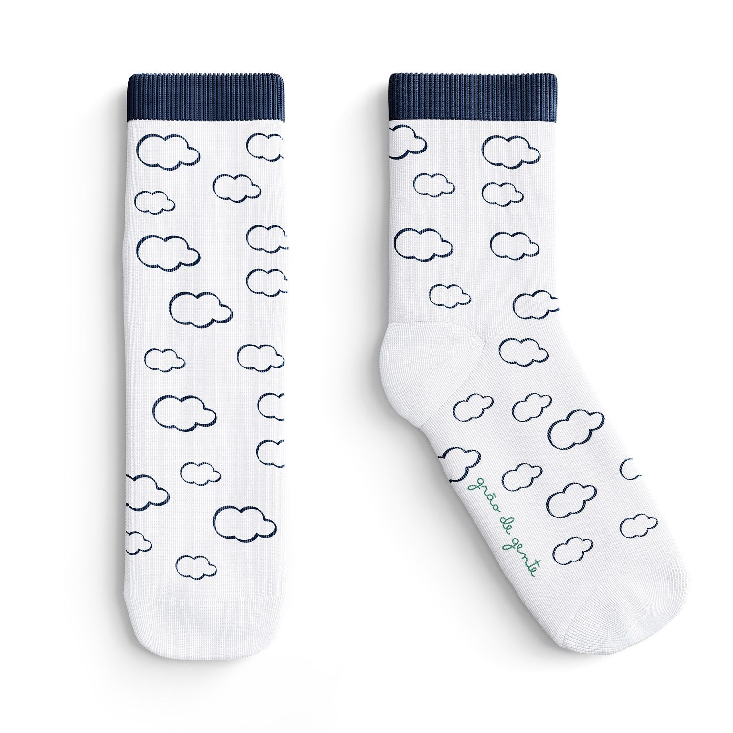 Meia Bebê Nuvens Azul Marinho