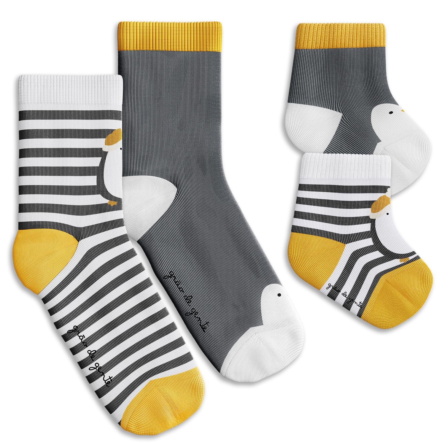 Kit Meia Bebê Tal Pai Tal Filho Trocapé Pinguim 4 Pares Tam 21/24 e 39/43