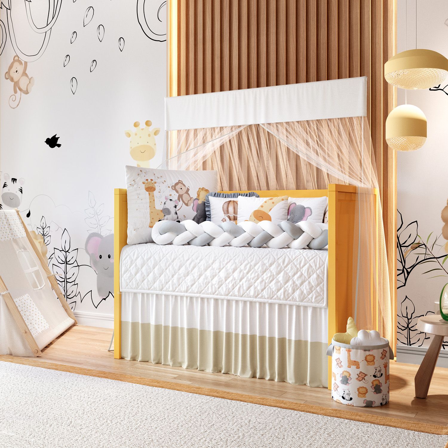 Kit Berço Trança Safári Aquarela