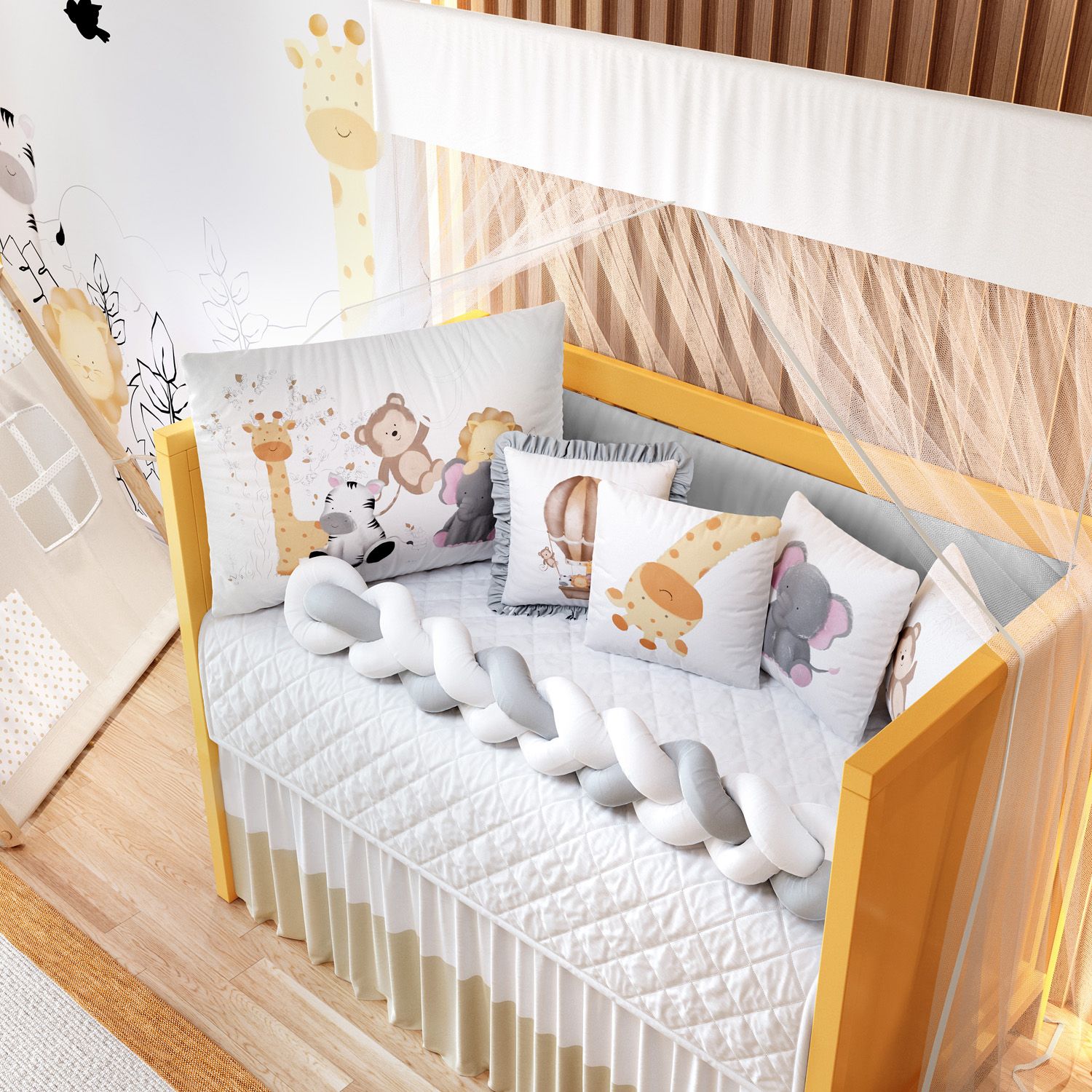 Kit Berço Trança Safári Aquarela