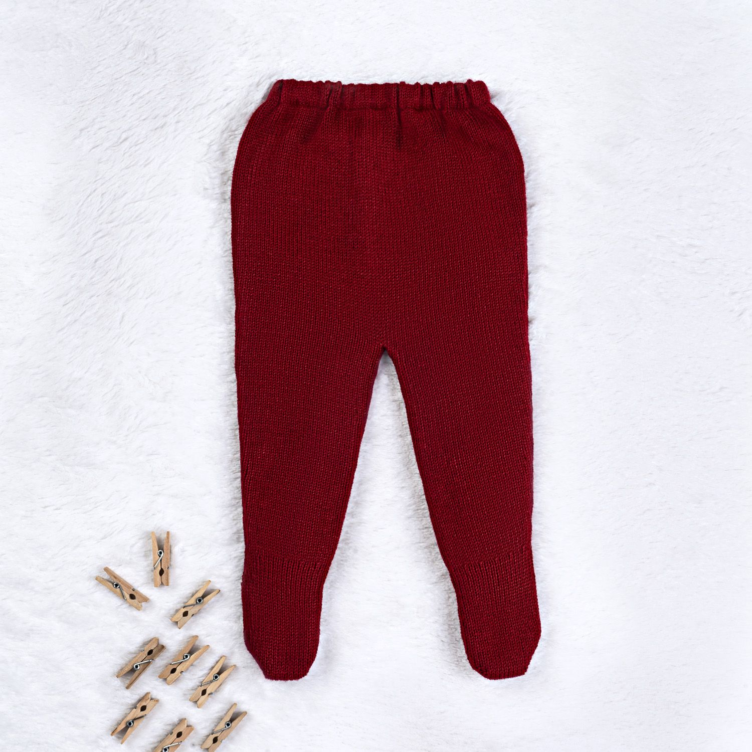 Calça Bebê Tricot Pézinho Canelado Vermelho