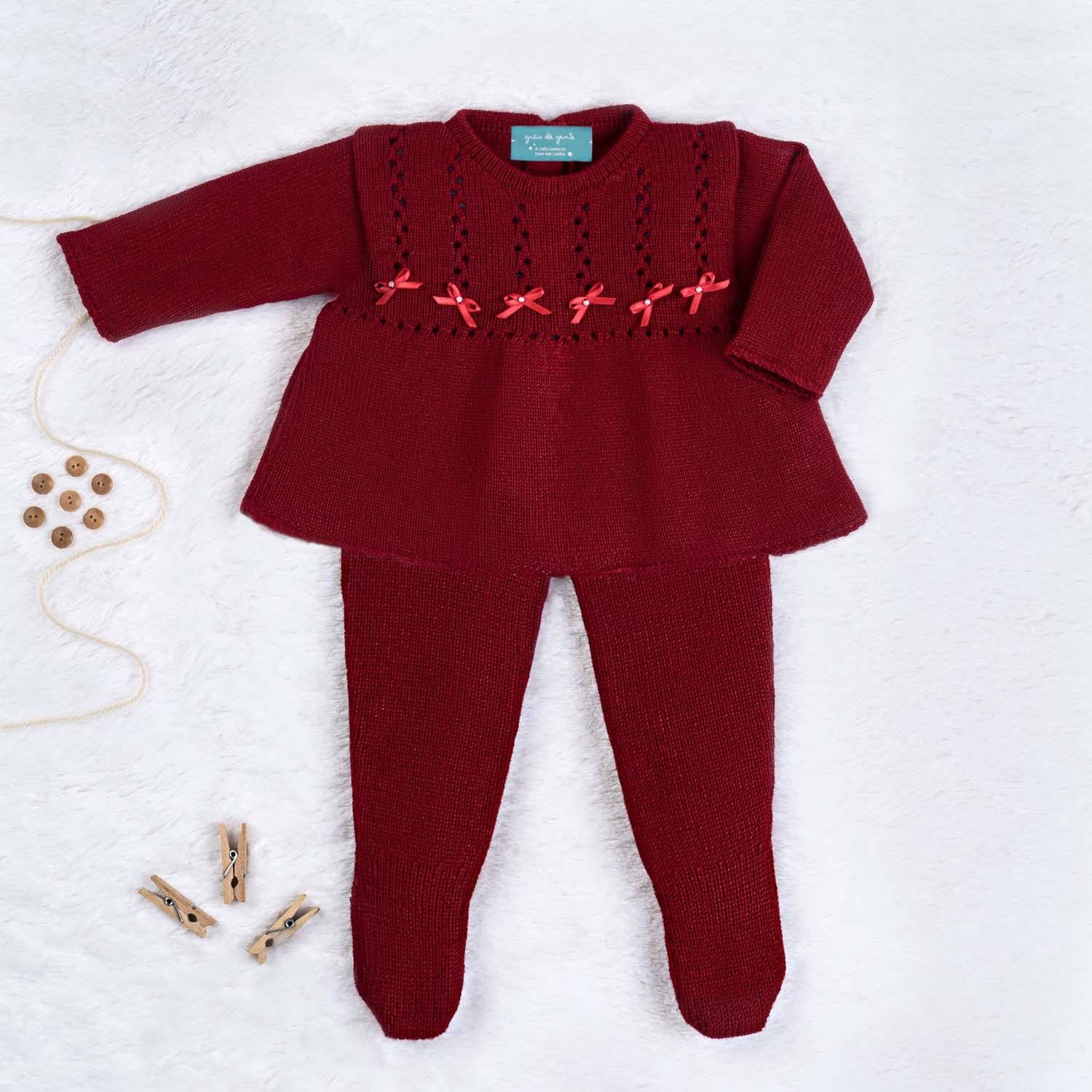 Vestido Tricot Principessa com Pérolas Vermelho