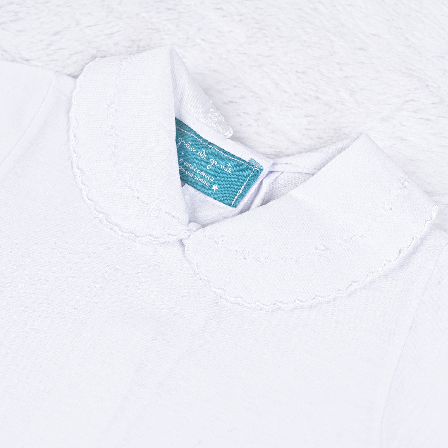 Body Manga Longa Bordado Principessa Branco