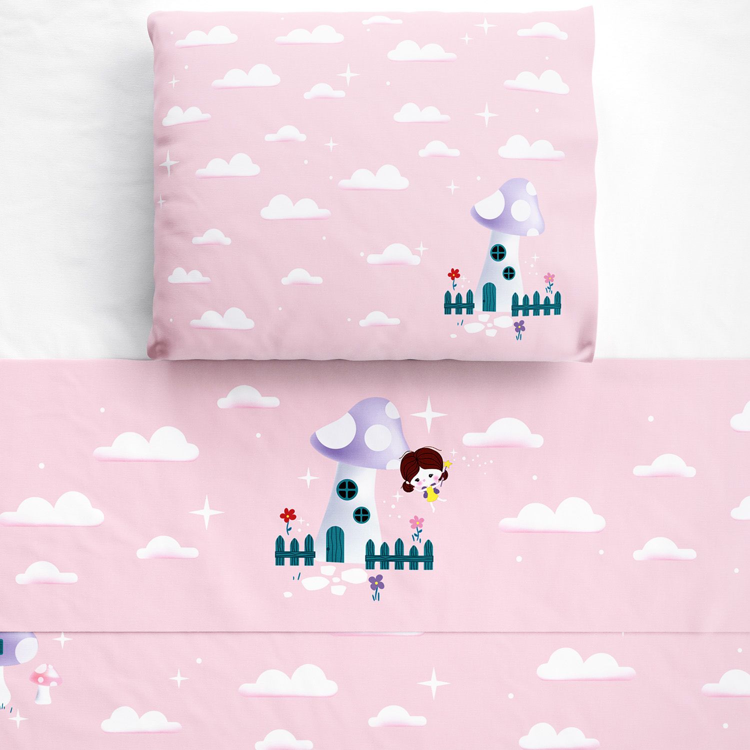 Jogo de Lençol Berço Reino das Fadas 3 peças