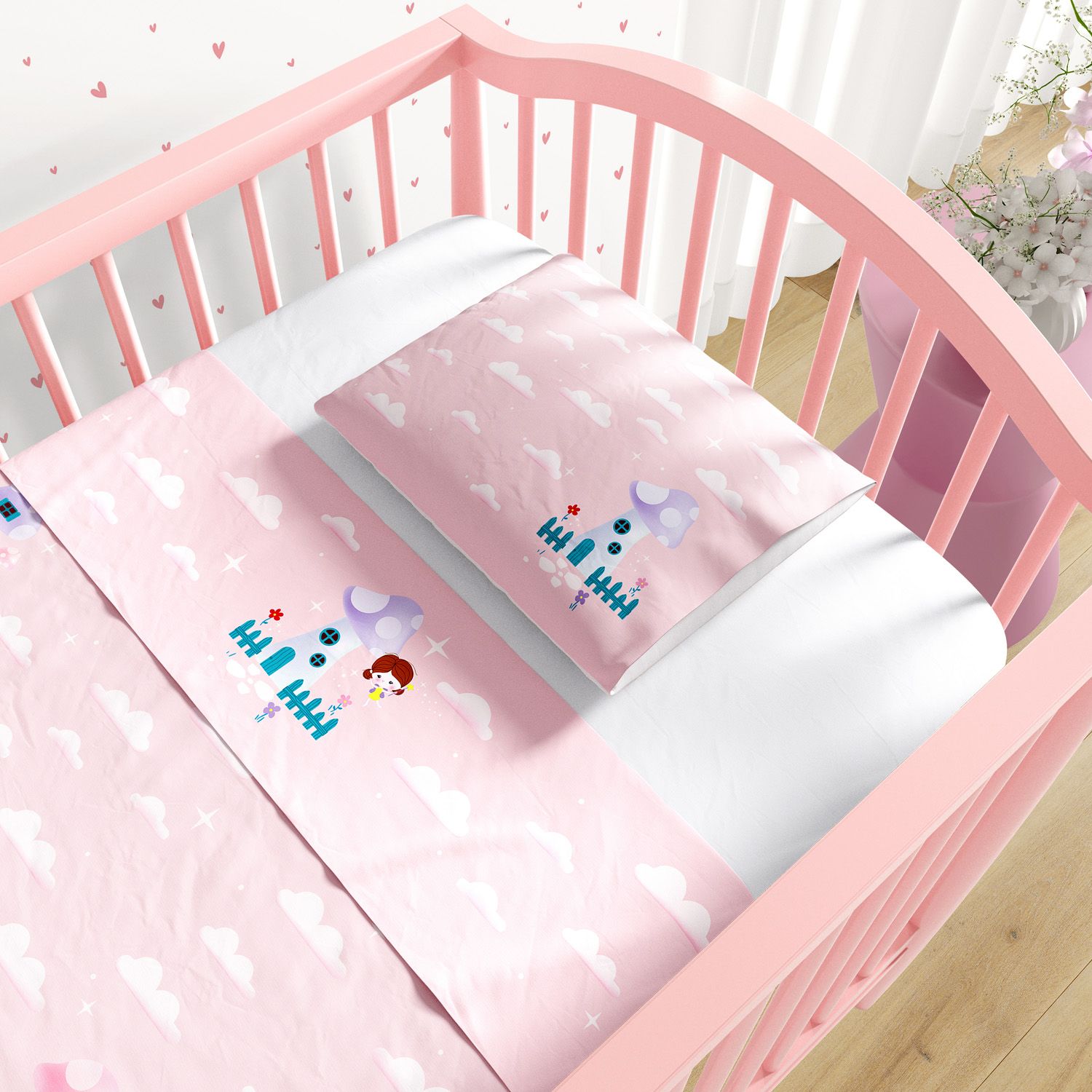 Jogo de Lençol Berço Reino das Fadas 3 peças