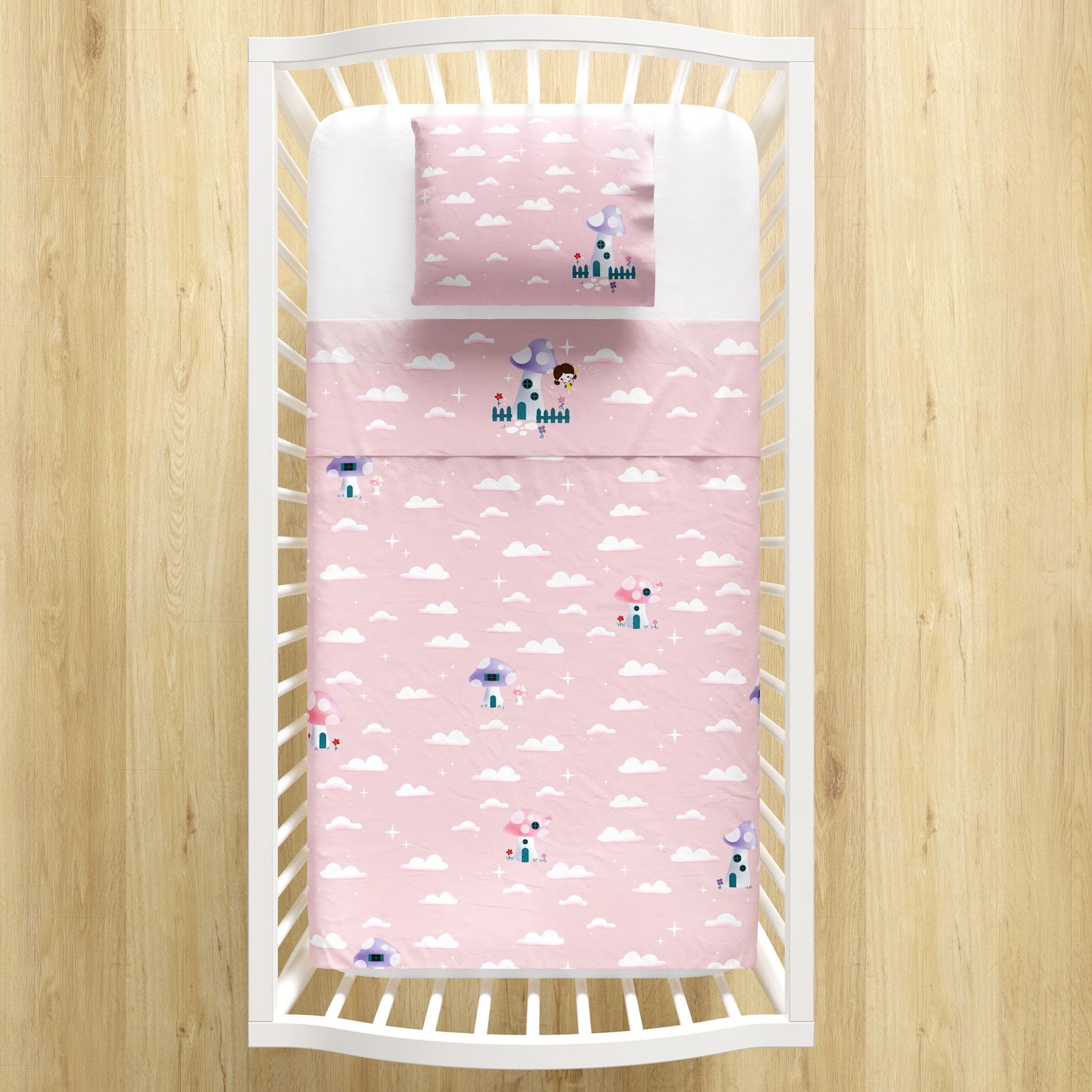 Jogo de Lençol Berço Reino das Fadas 3 peças