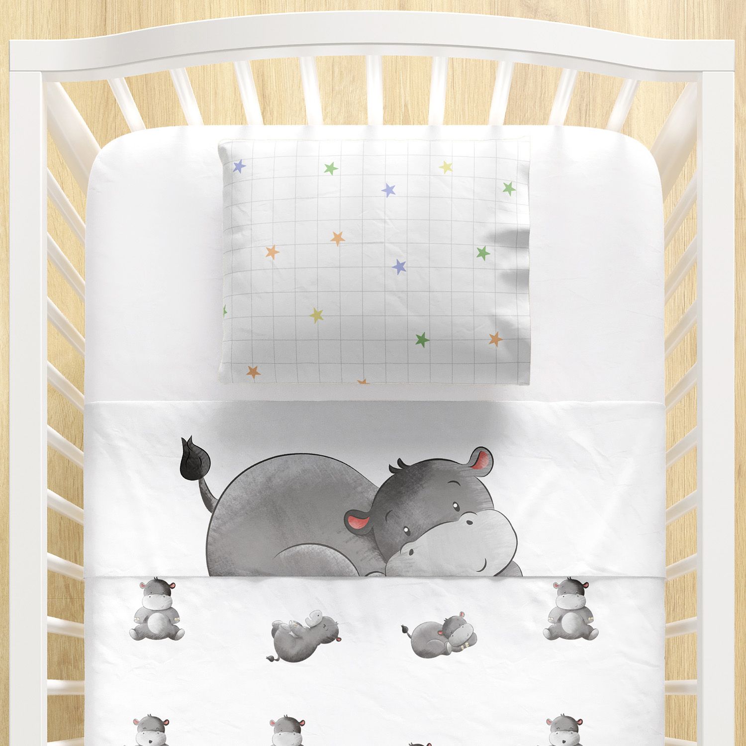 Jogo de Lençol Berço Hipopótamo 3 peças