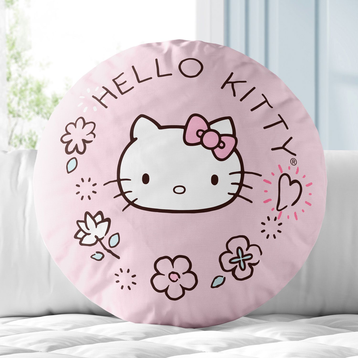 Almofada Redonda Hello Kitty Rosa 30cm