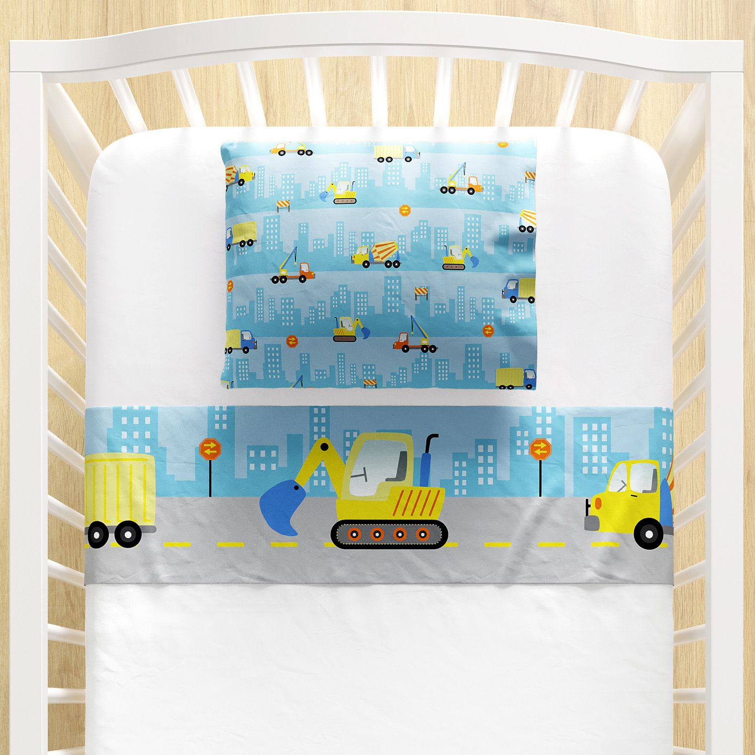 Jogo de Lençol Berço Caminhão Azul 3 peças
