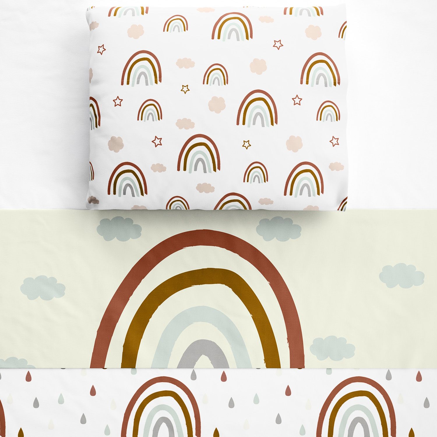 Jogo de Lençol Berço Arco-íris Boho 3 peças