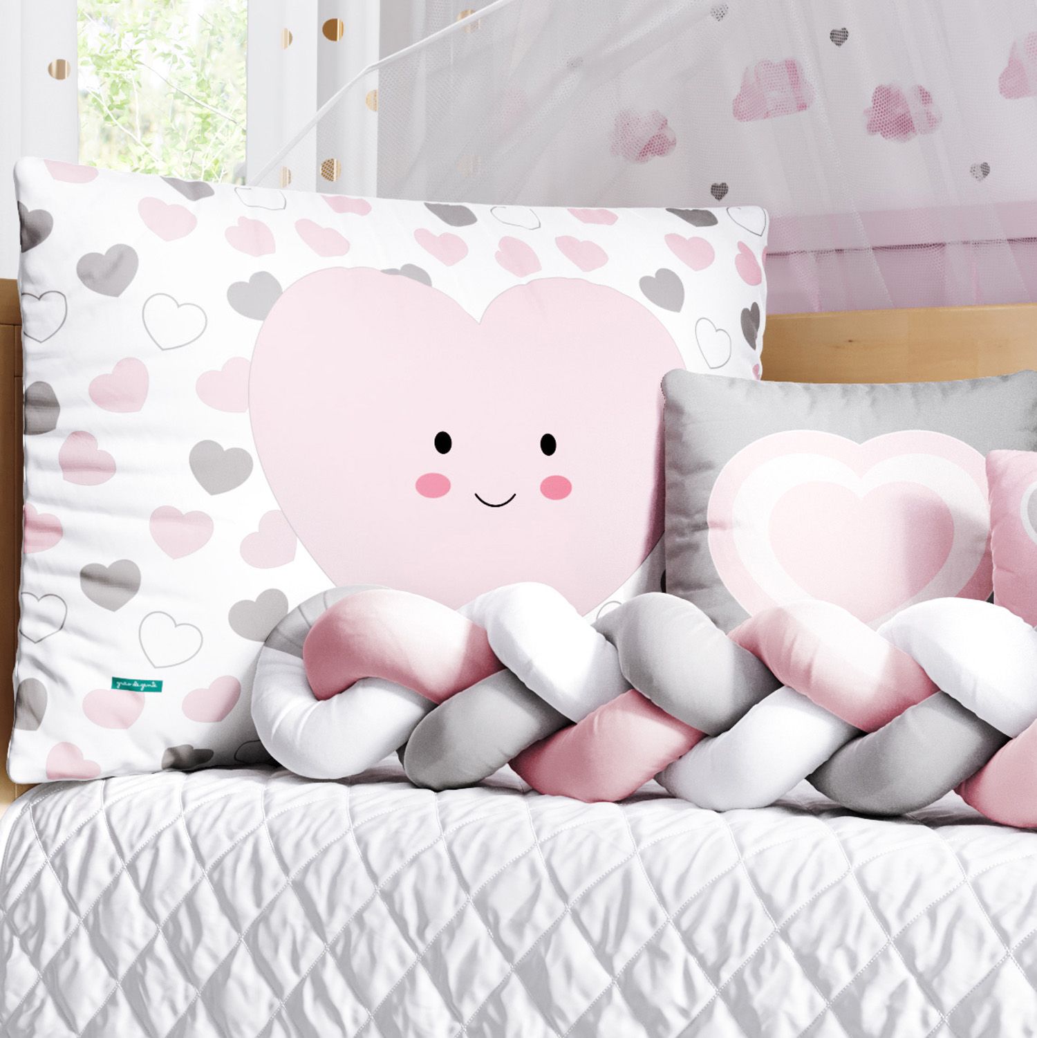 Kit Berço Trança Amor da Mamãe Rosa