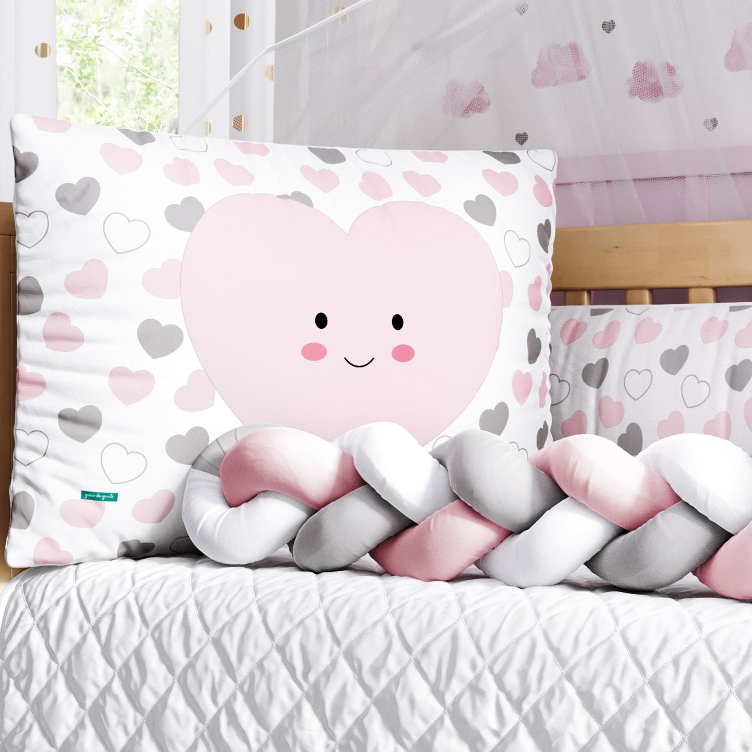 Kit Berço Trança Amor da Mamãe Rosa