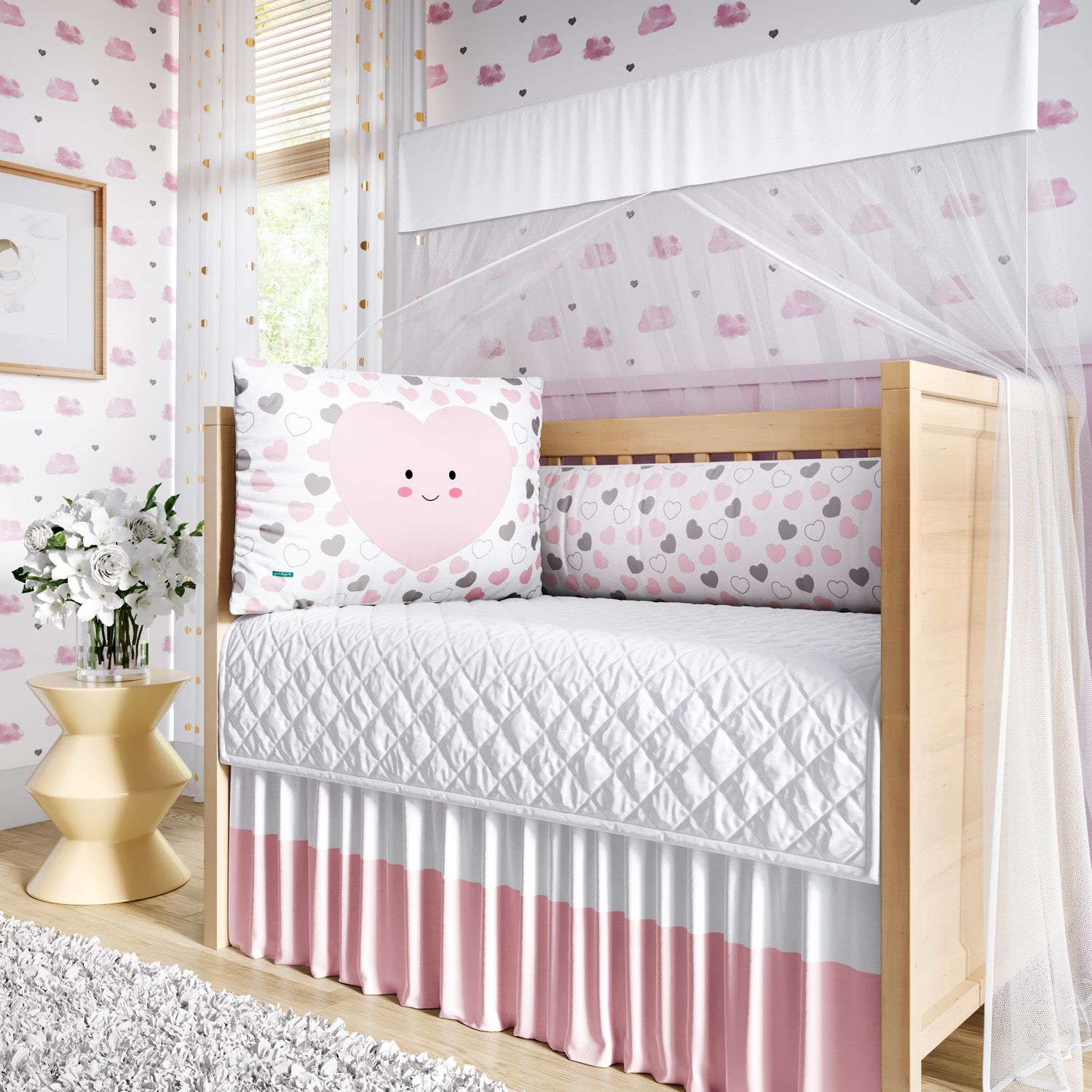 Kit Berço Trança Amor da Mamãe Rosa