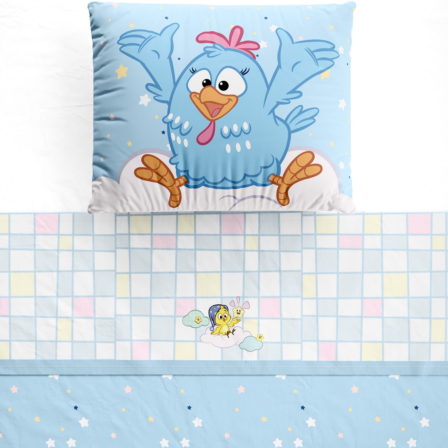 Jogo de Lençol Berço Galinha Pintadinha Estrelinhas 3 Peças