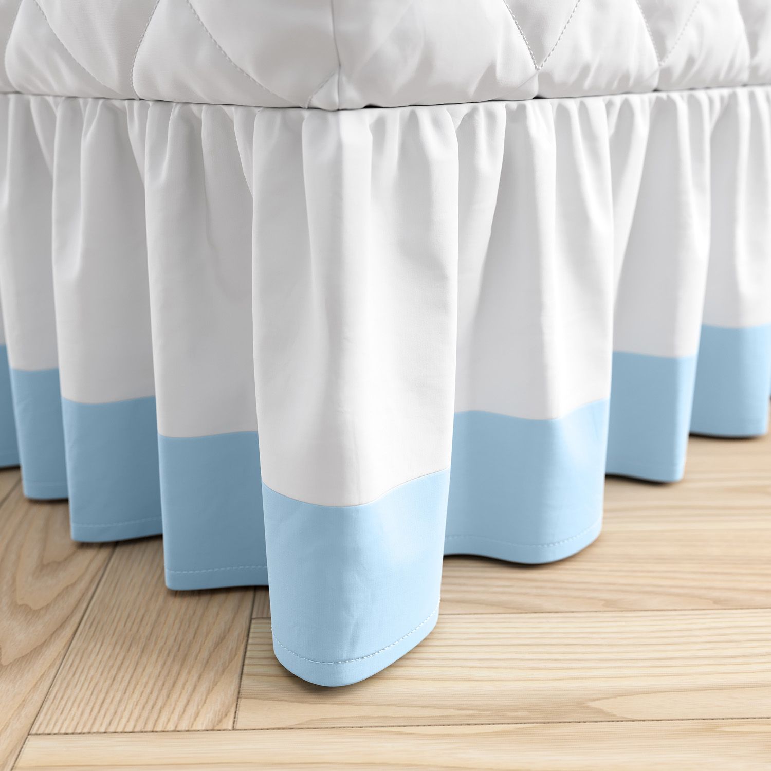 Saia de Cama Infantil Branco e Azul