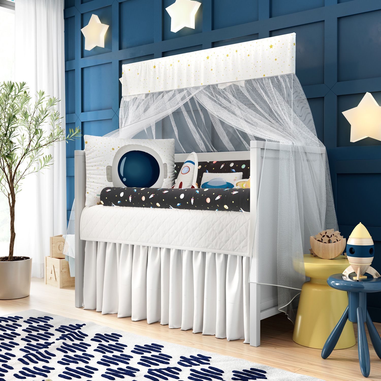 Almofada Retangular Disco Voador Azul