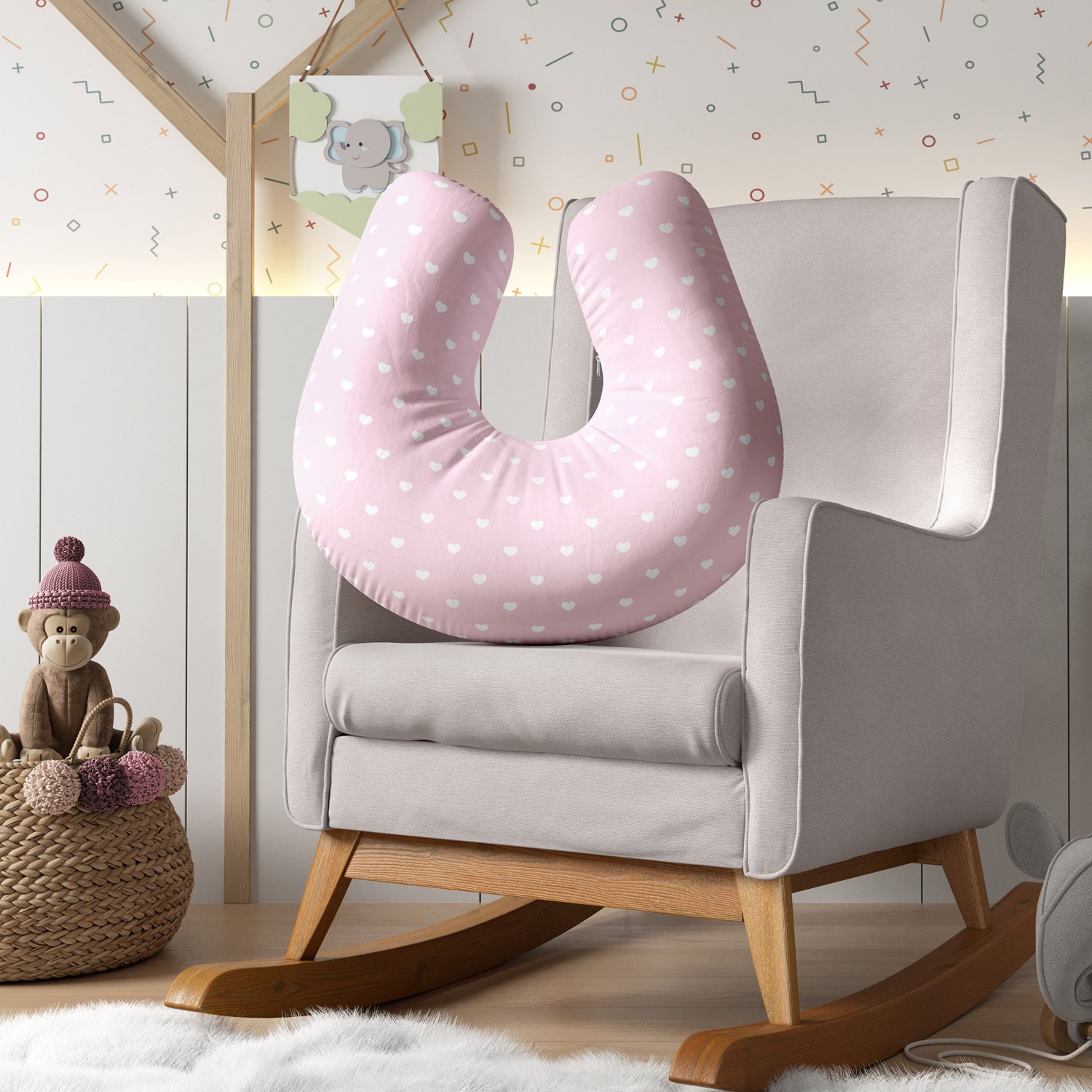 Almofada Amamentação Coração Petit Rosa