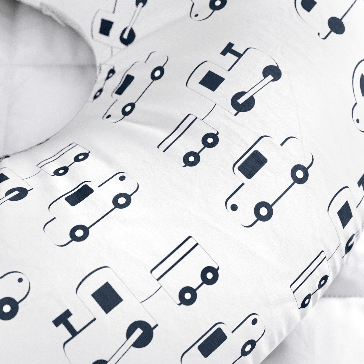 Almofada Amamentação Carrinho, Ônibus e Trem Azul