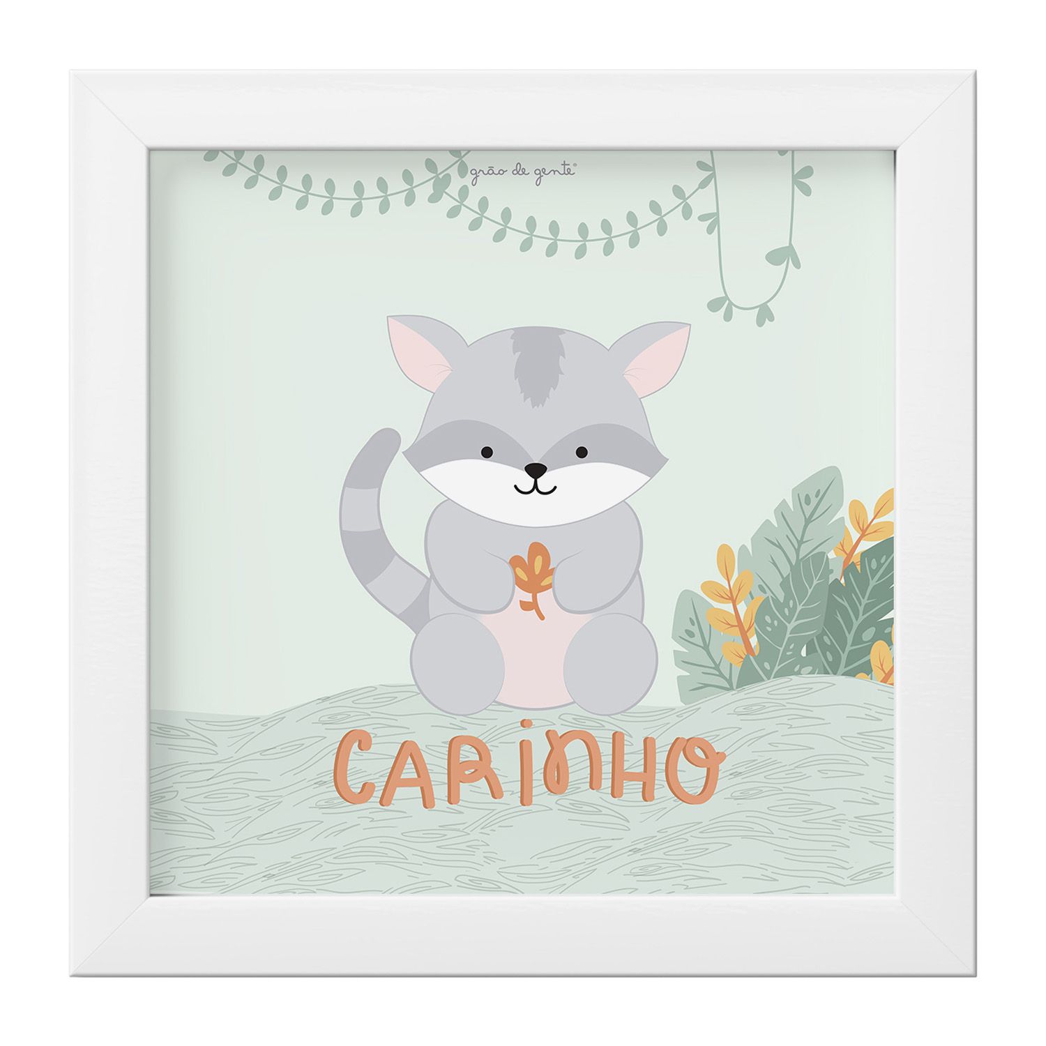 Quadro Amiguinho Guaxinim Carinho 18cm
