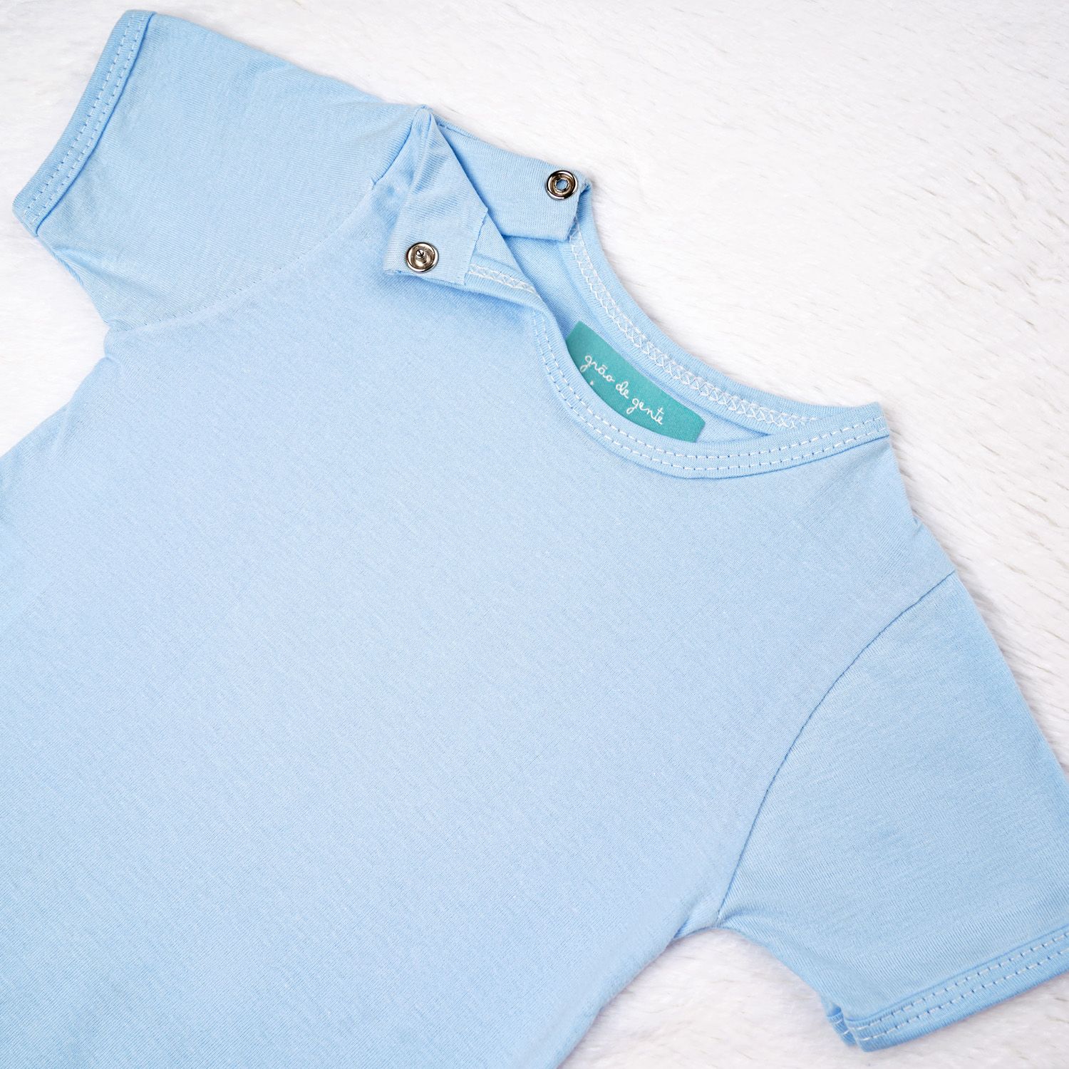 Body Manga Curta Baby Basics Azul Bebê