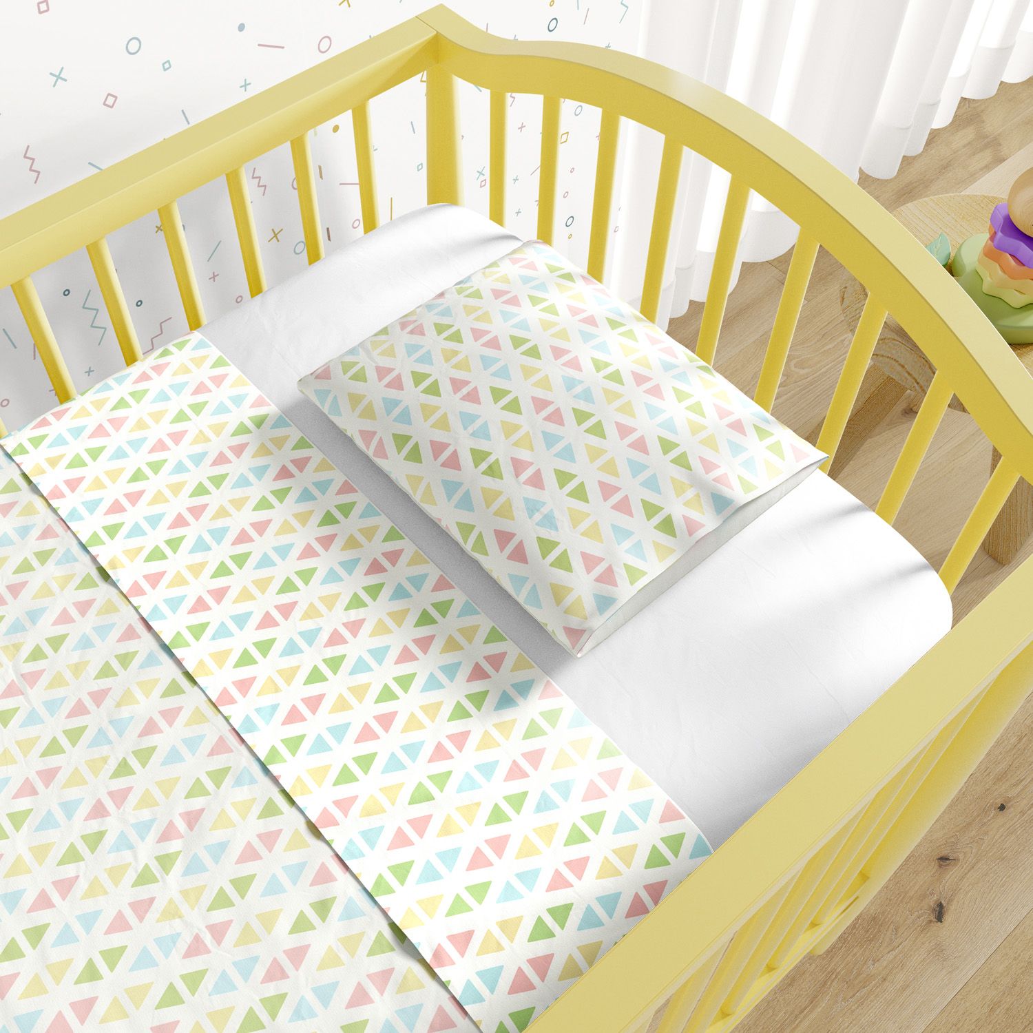Jogo de Lençol Berço Geométrico Multicolor 3 peças