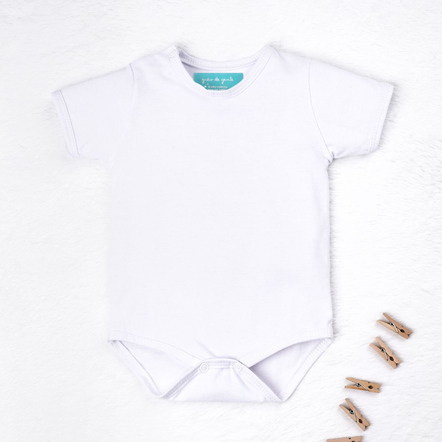 Body Manga Curta Baby Basics Branco