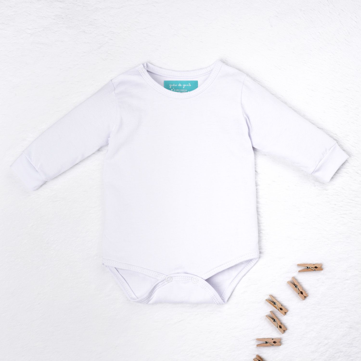 Body Manga Longa Baby Basics Branco Tam PP