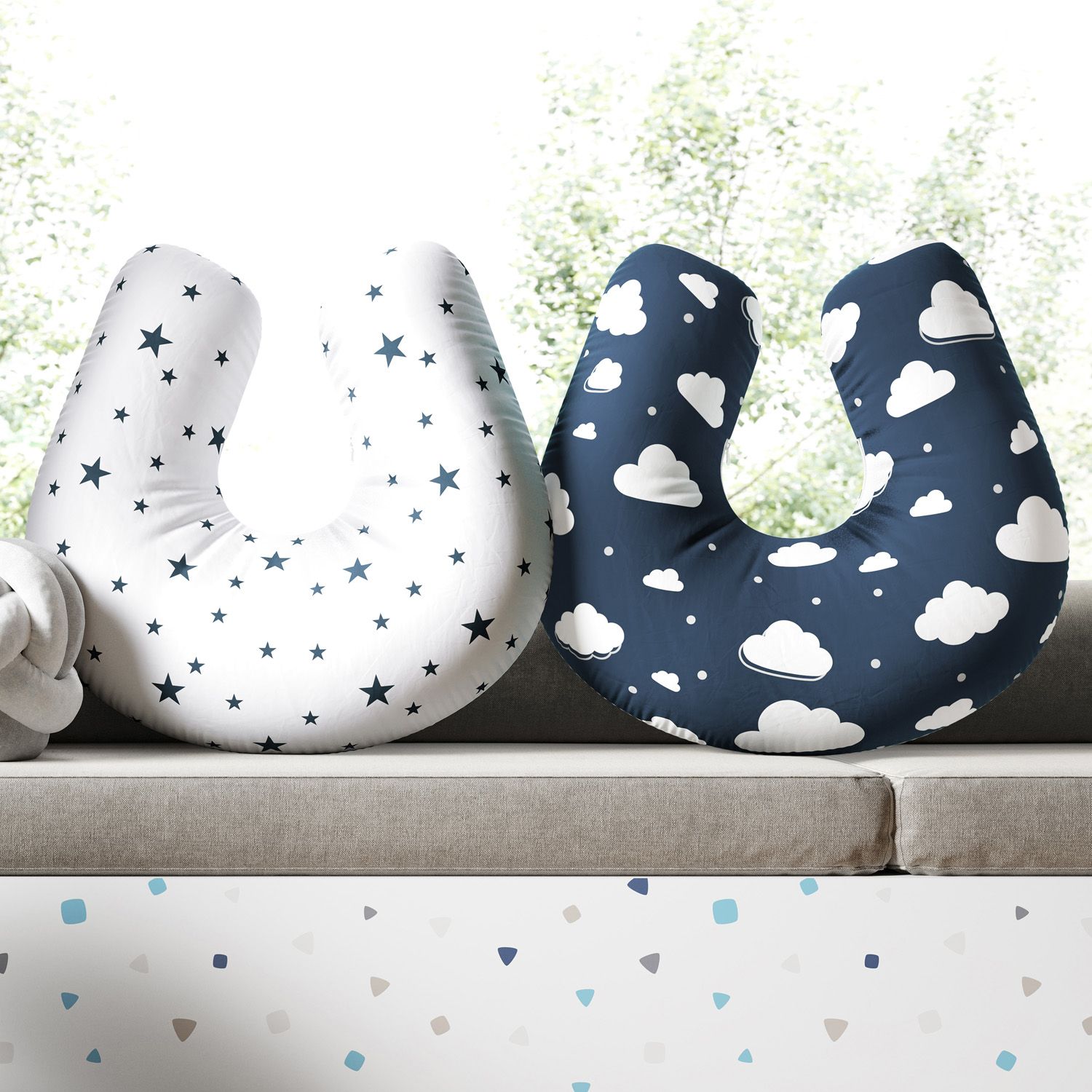 Almofada Amamentação Dupla Face Nuvem Estrelinha Rosa