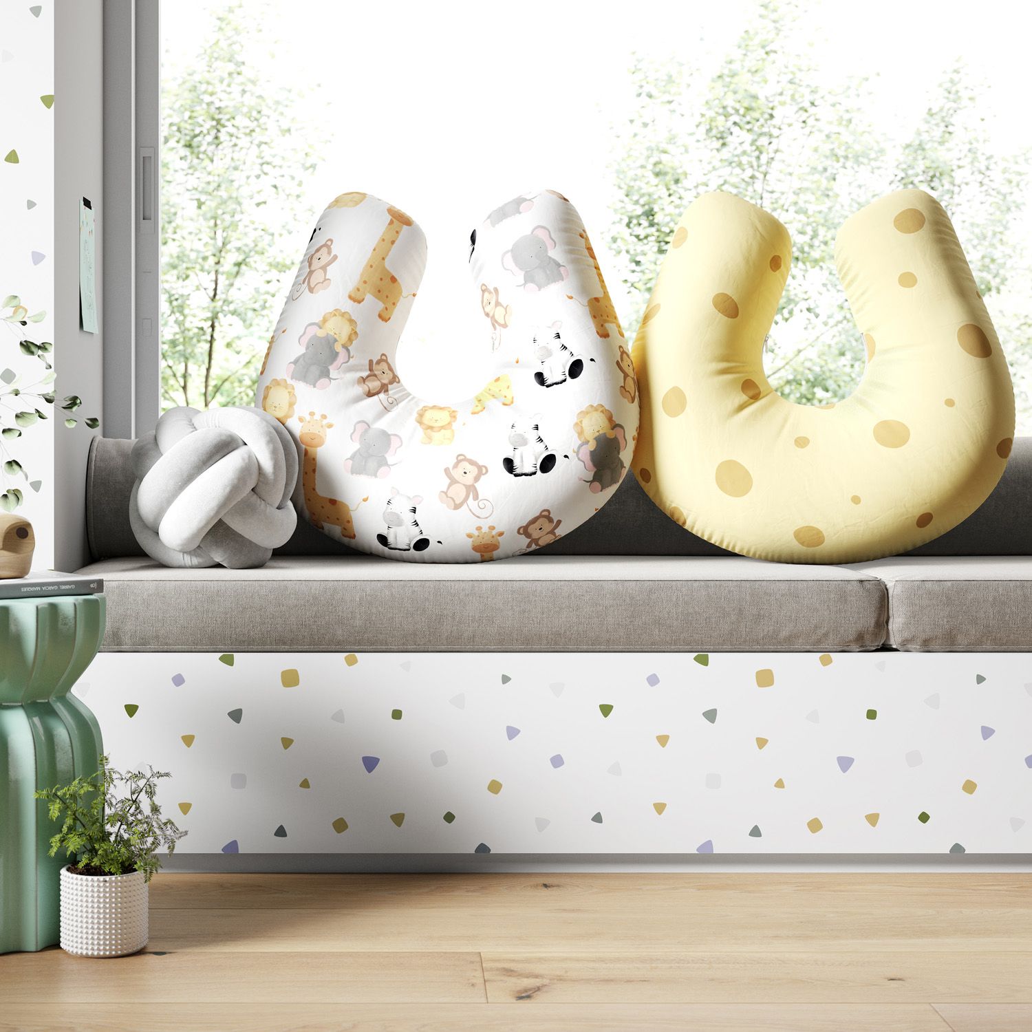 Almofada Amamentação Dupla Face Safári Aquarela