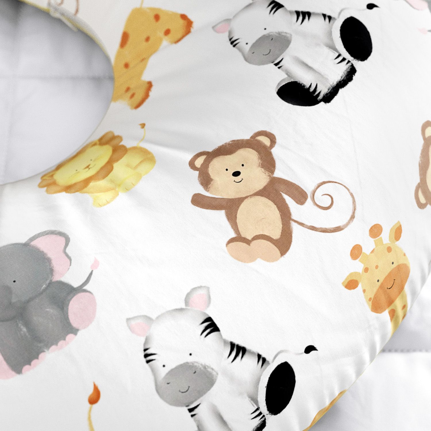 Almofada Amamentação Dupla Face Safári Aquarela