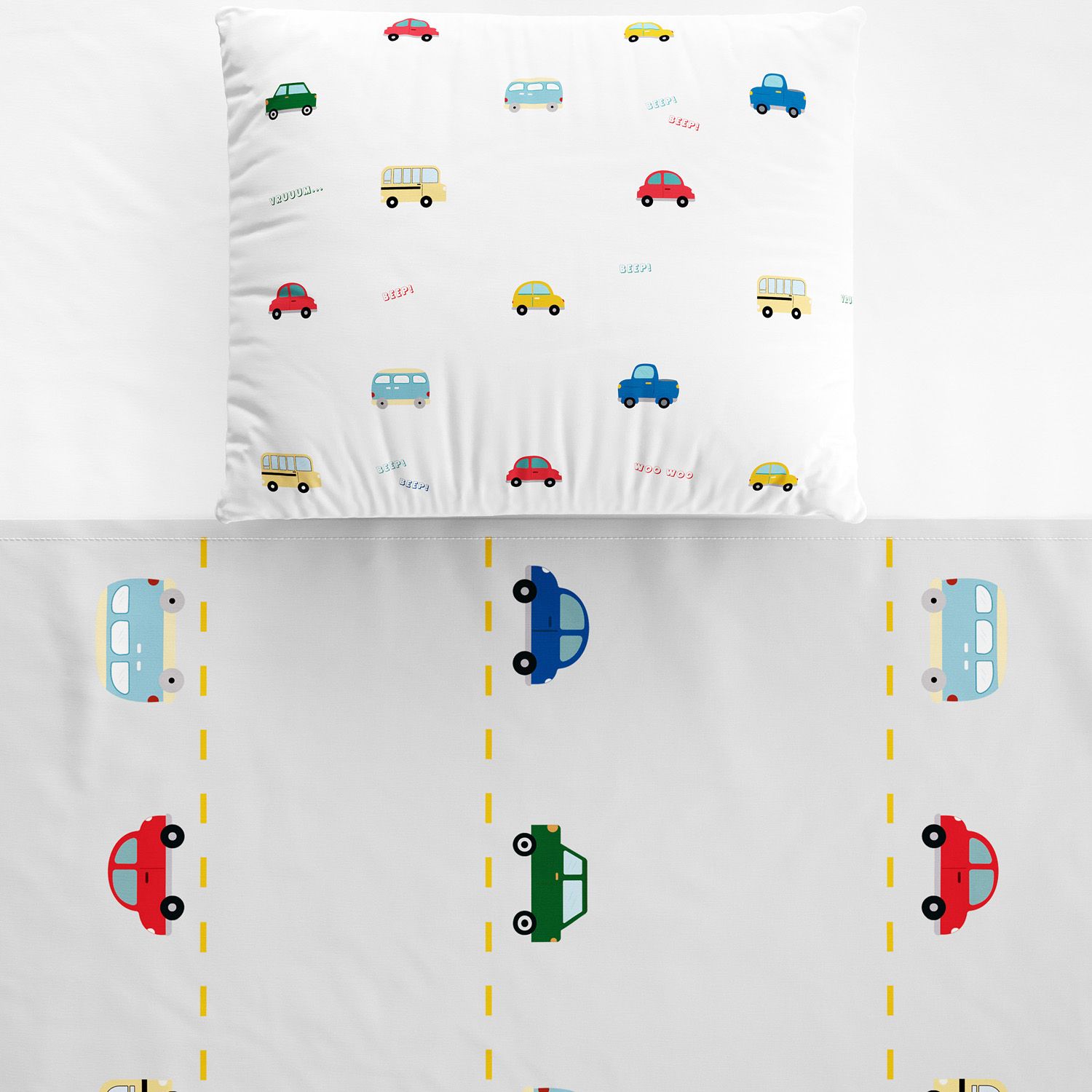 Jogo de Lençol Berço Carrinhos Coloridos 03 Peças