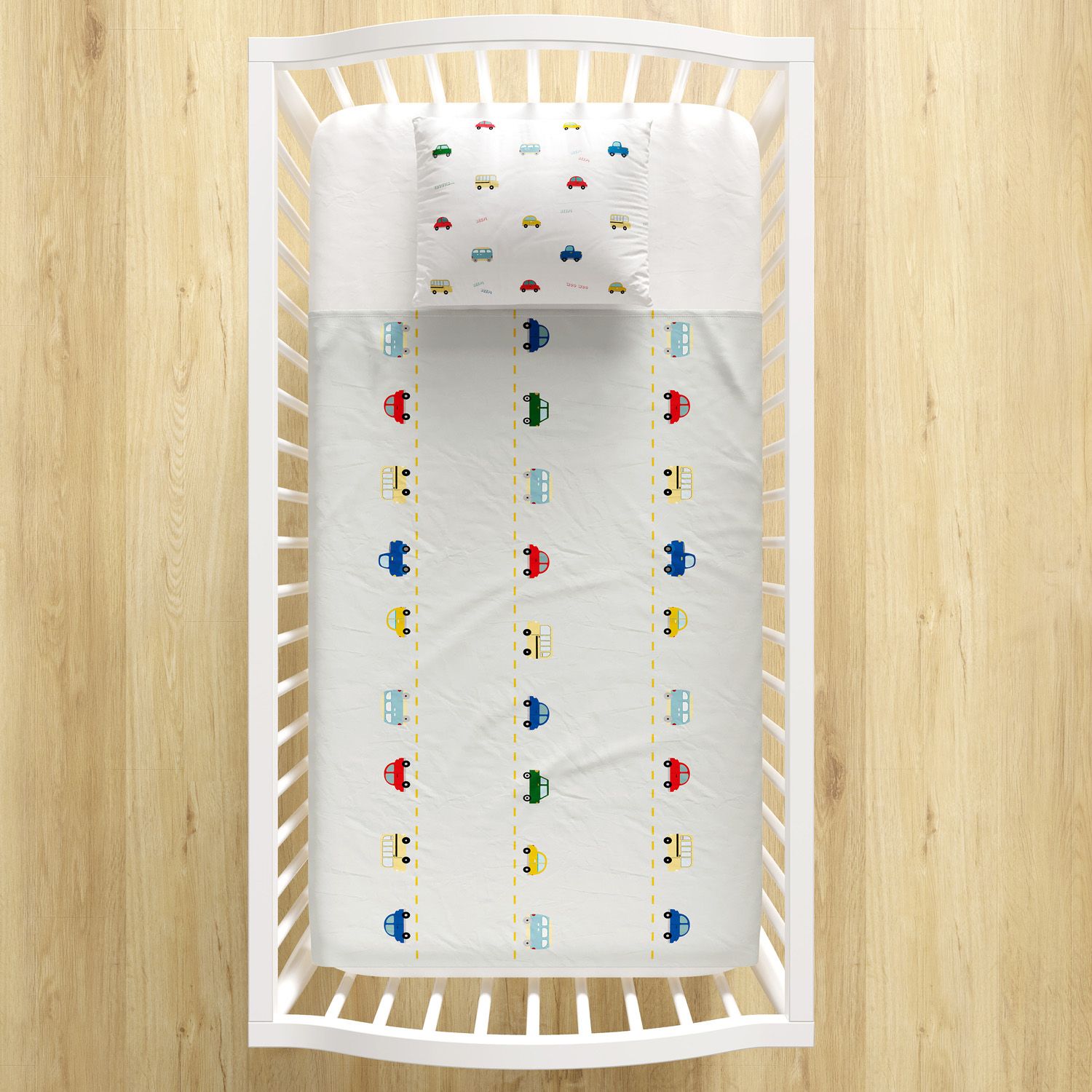 Jogo de Lençol Berço Carrinhos Coloridos 03 Peças