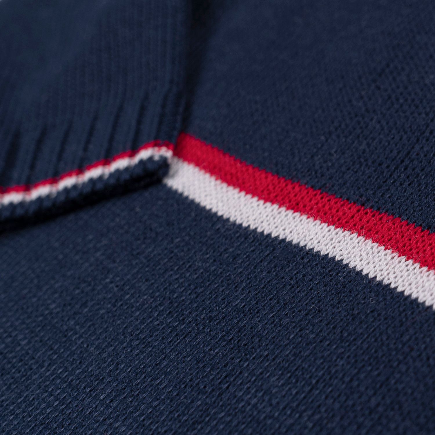 Conjunto Tricot Suéter e Calça Baseball Listras Bege e Azul Marinho 02 Peças