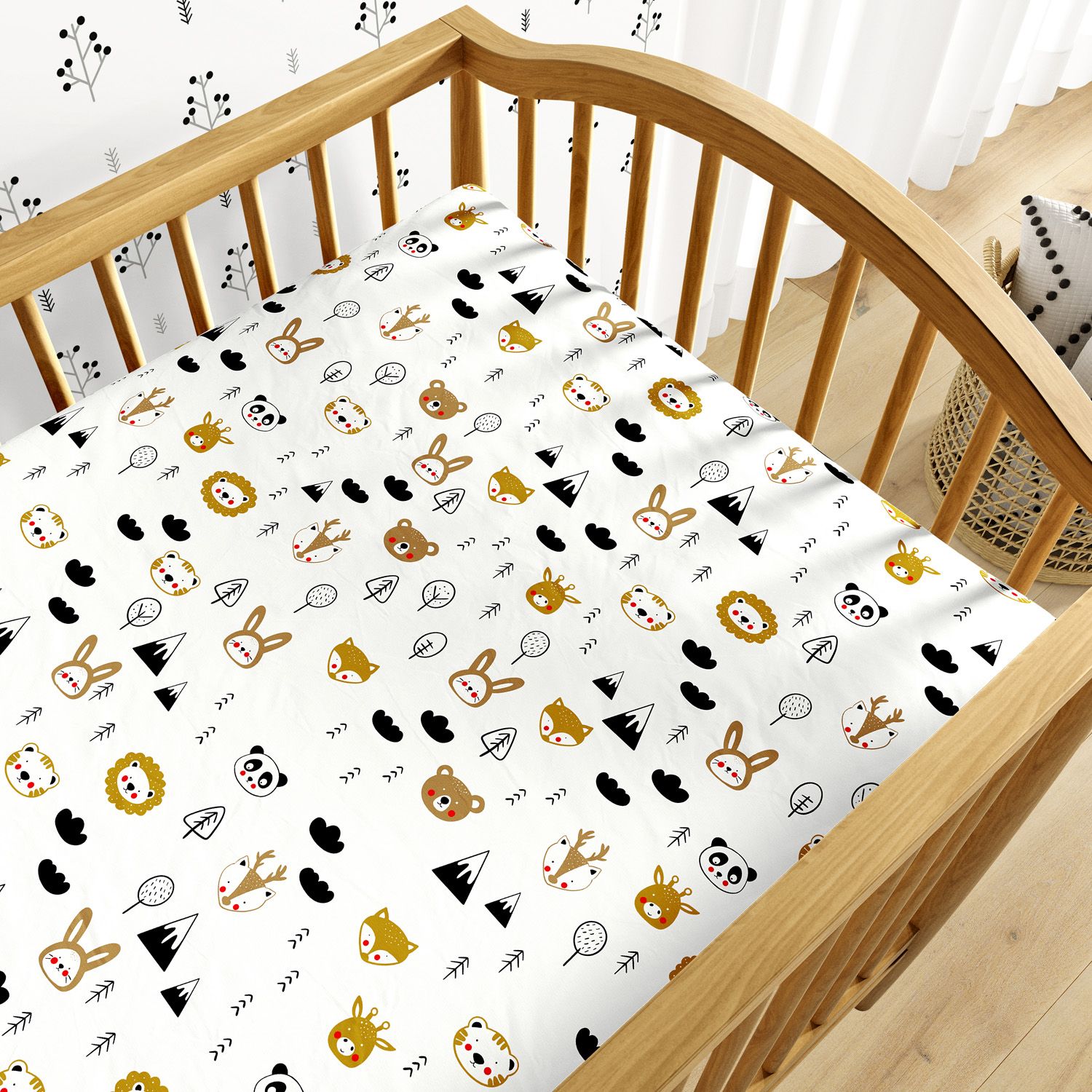Lençol Berço com Elástico Safári Escandinavo
