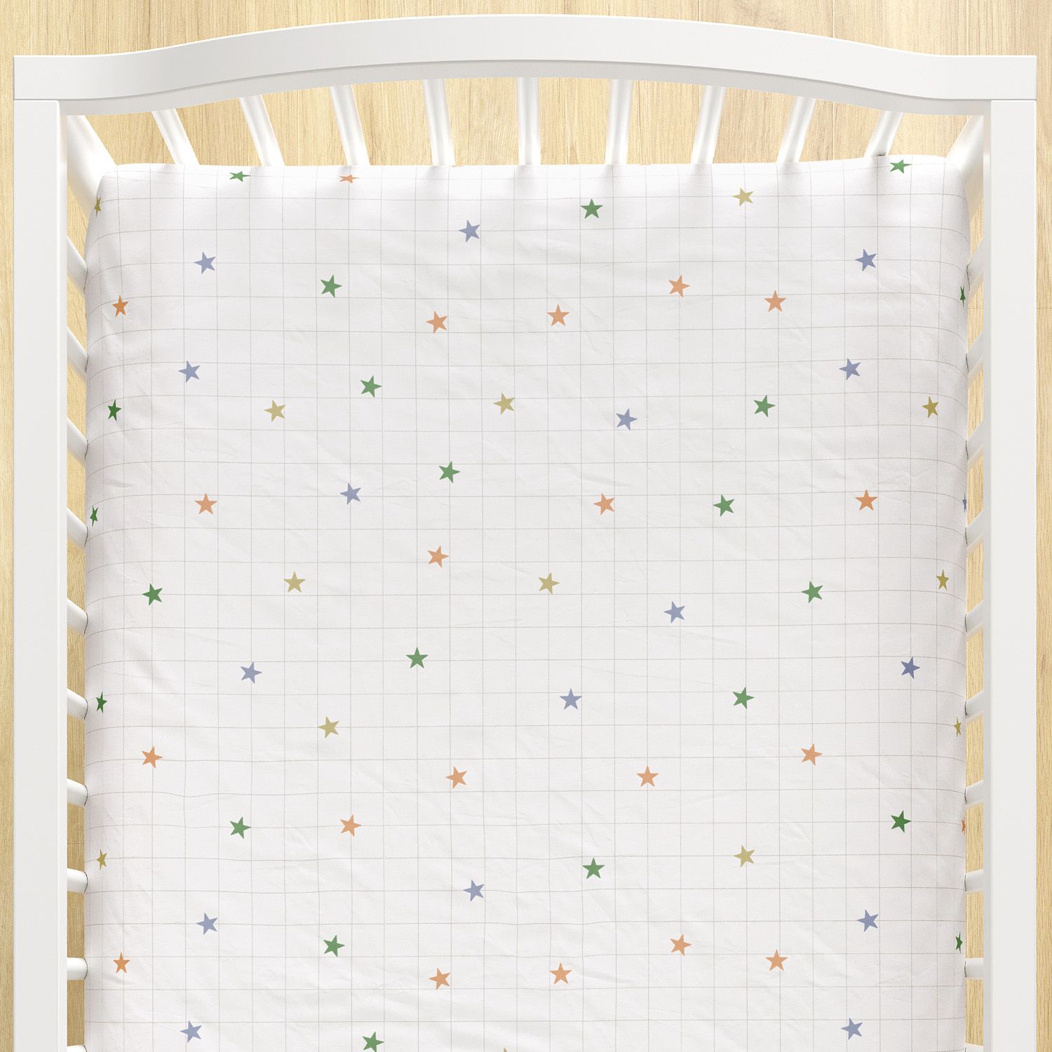 Lençol Berço com Elástico Xadrez Estrelinha Colorido