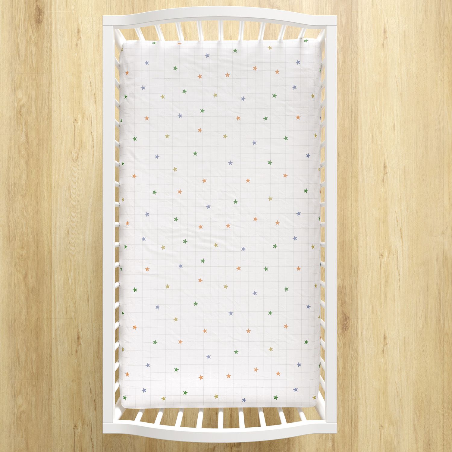 Lençol Berço com Elástico Xadrez Estrelinha Colorido