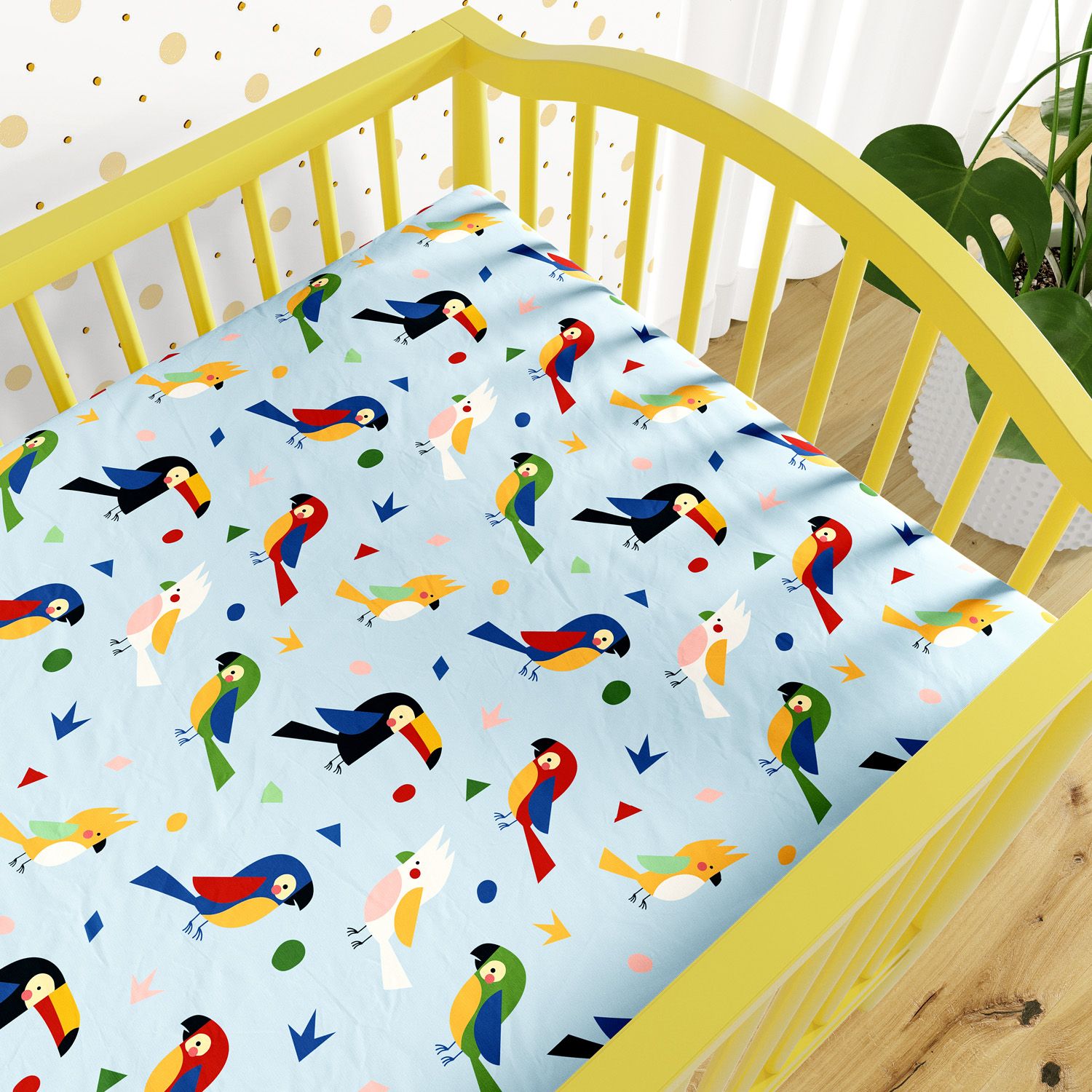 Lençol Berço com Elástico Passarada Azul