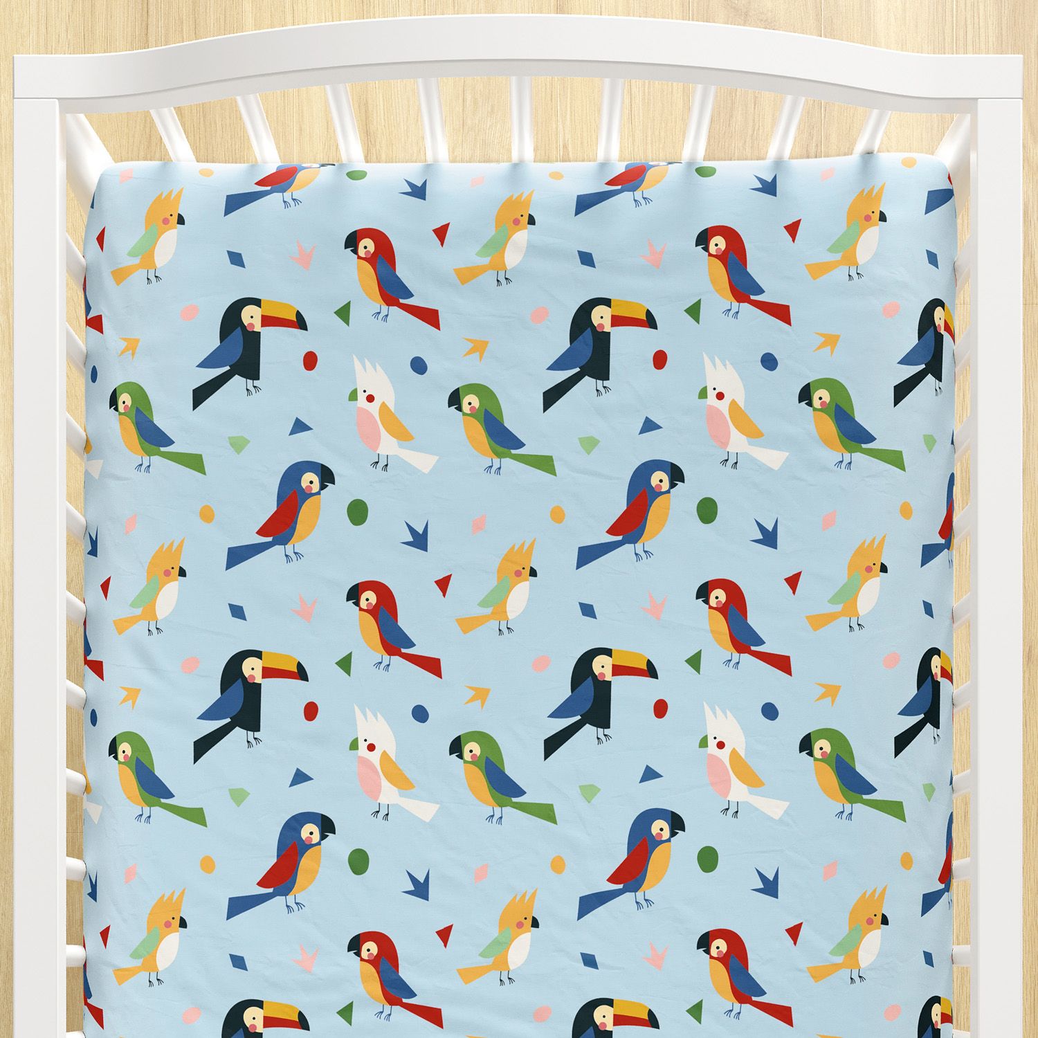 Lençol Berço com Elástico Passarada Azul