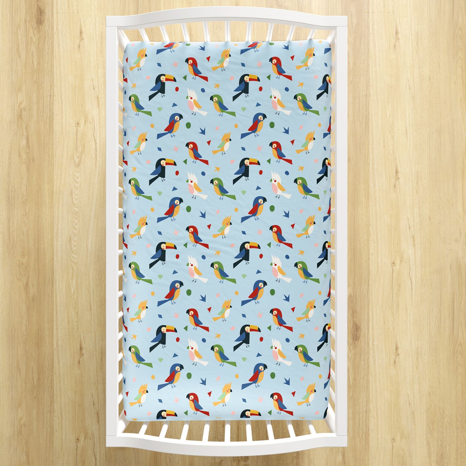 Lençol Berço com Elástico Passarada Azul