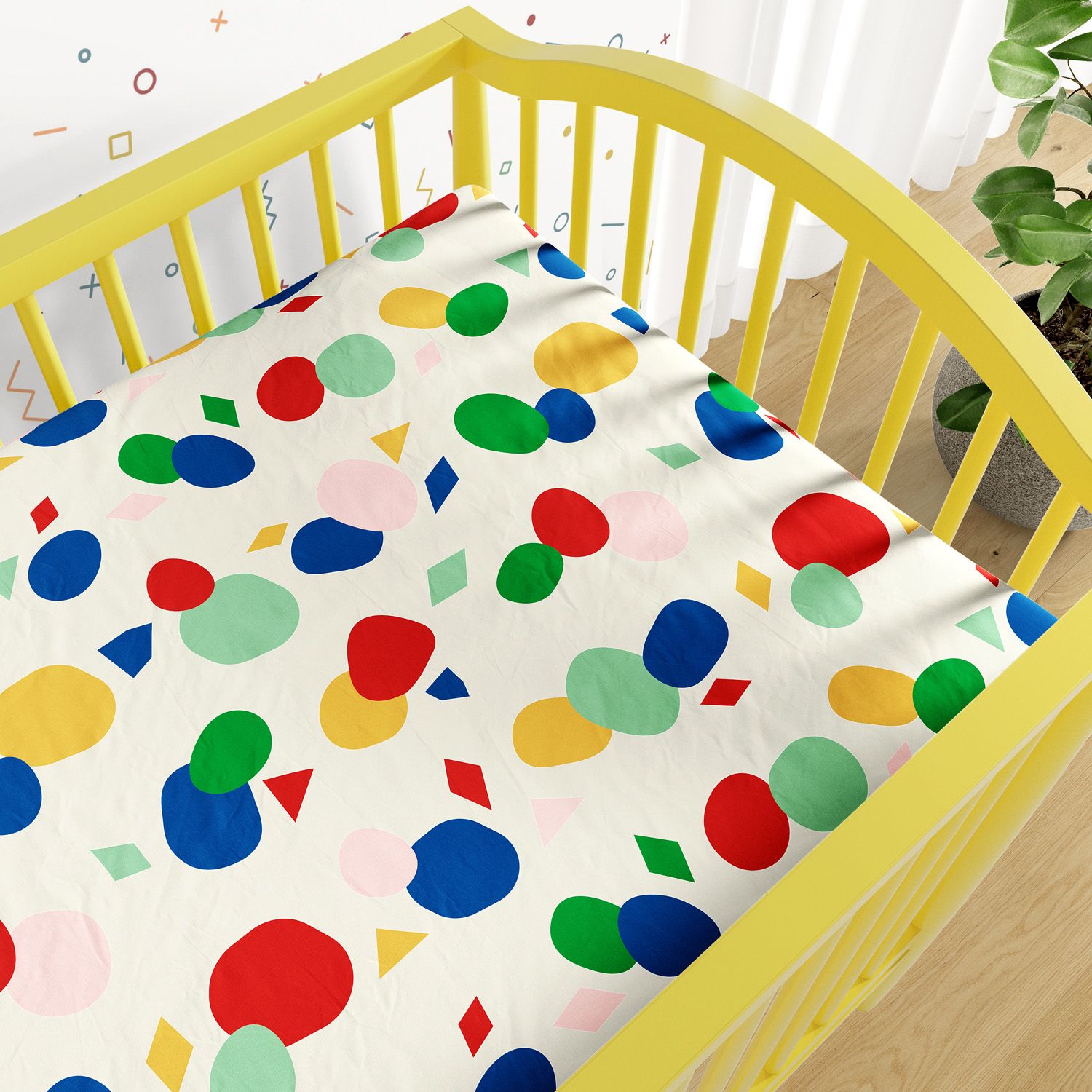 Lençol Berço com Elástico Maxi Geométrico Colorido