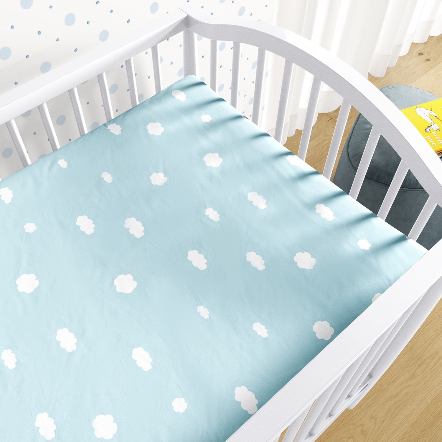 Lençol Berço com Elástico Nuvem Céu Azul