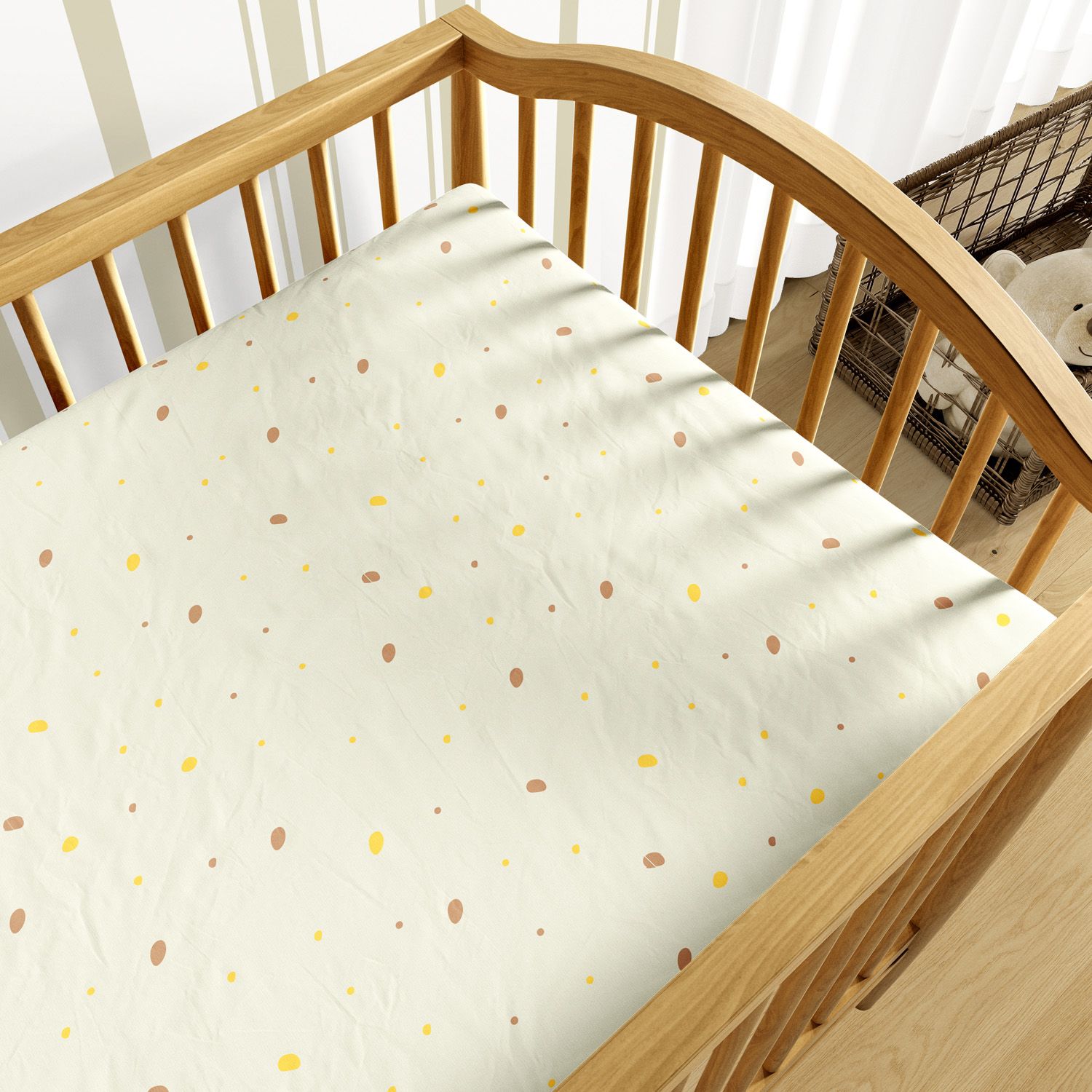 Lençol Berço com Elástico Poá Artsy Bege