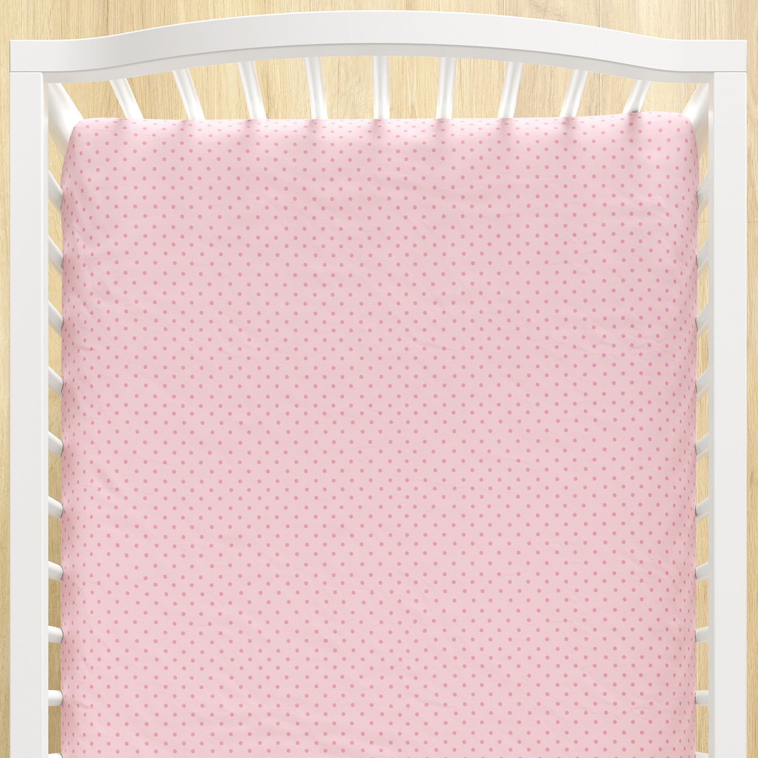 Lençol Berço com Elástico Petit Poá Branco e Rosa